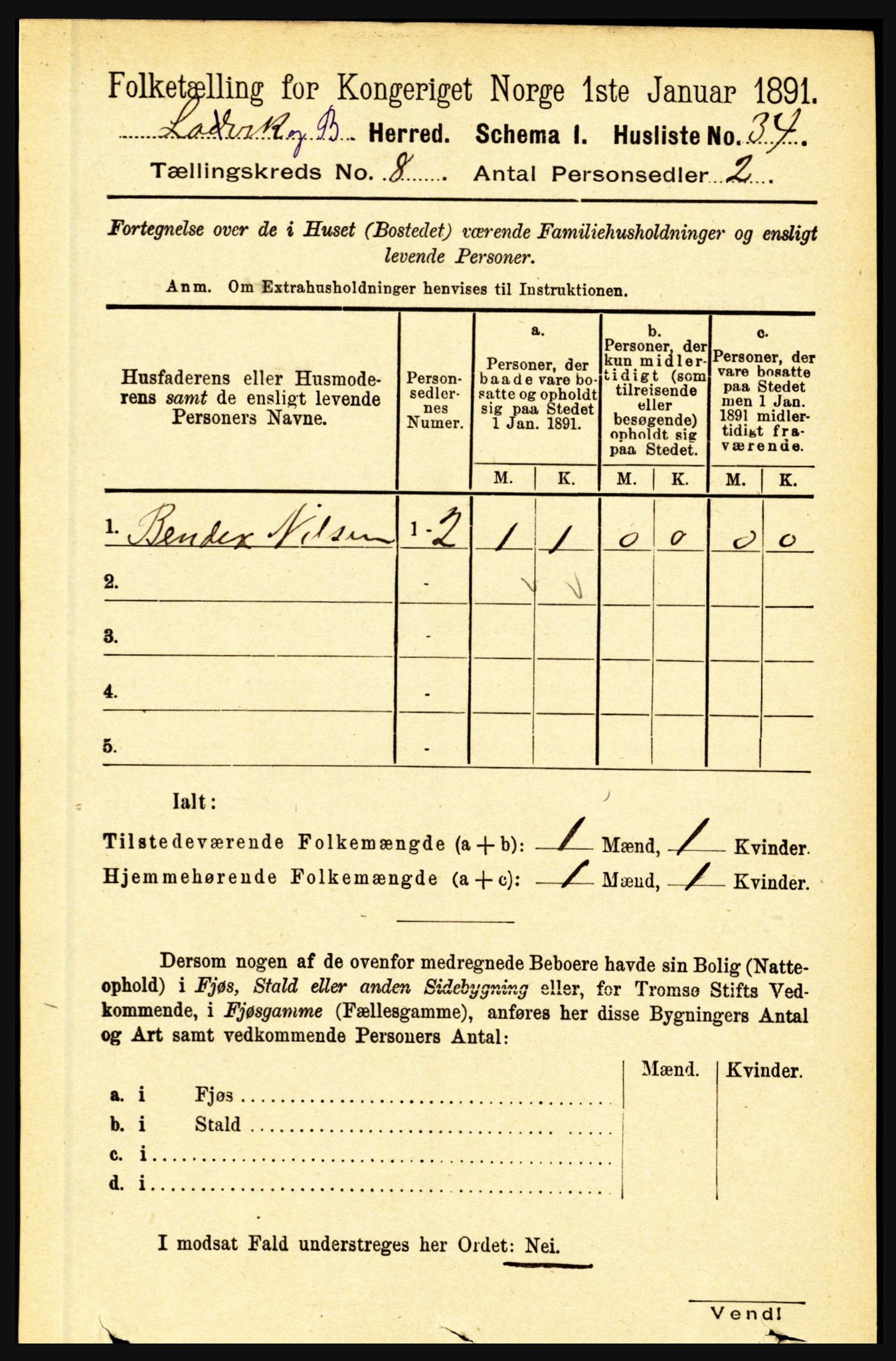 RA, 1891 census for 1415 Lavik og Brekke, 1891, p. 1496