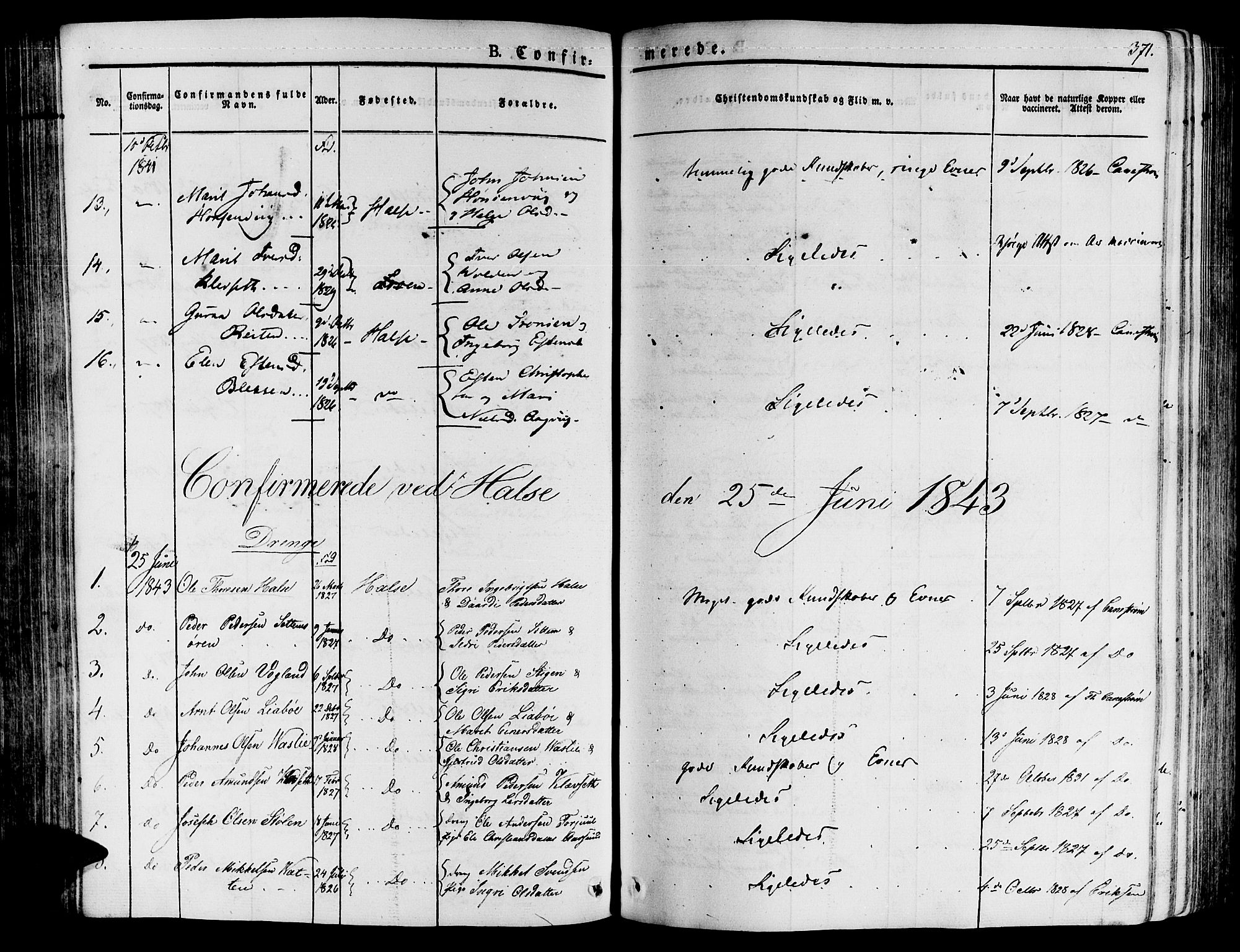 Ministerialprotokoller, klokkerbøker og fødselsregistre - Møre og Romsdal, SAT/A-1454/592/L1025: Parish register (official) no. 592A03 /2, 1831-1849, p. 371