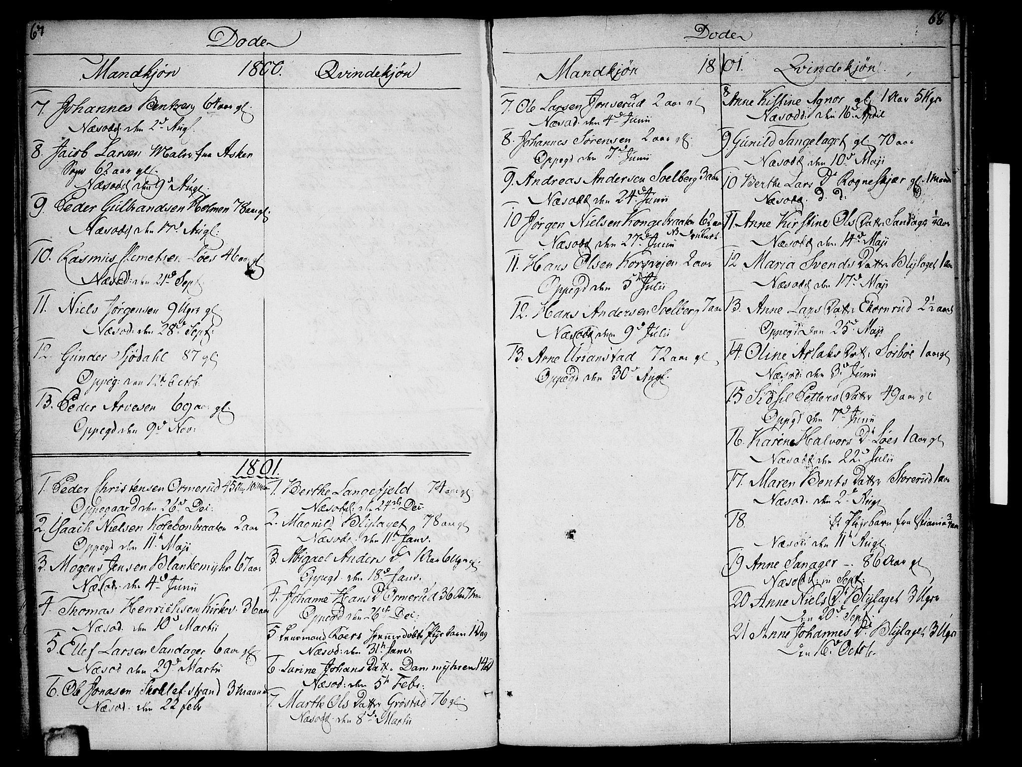 Nesodden prestekontor Kirkebøker, SAO/A-10013/F/Fa/L0005: Parish register (official) no. I 5, 1793-1814, p. 67-68