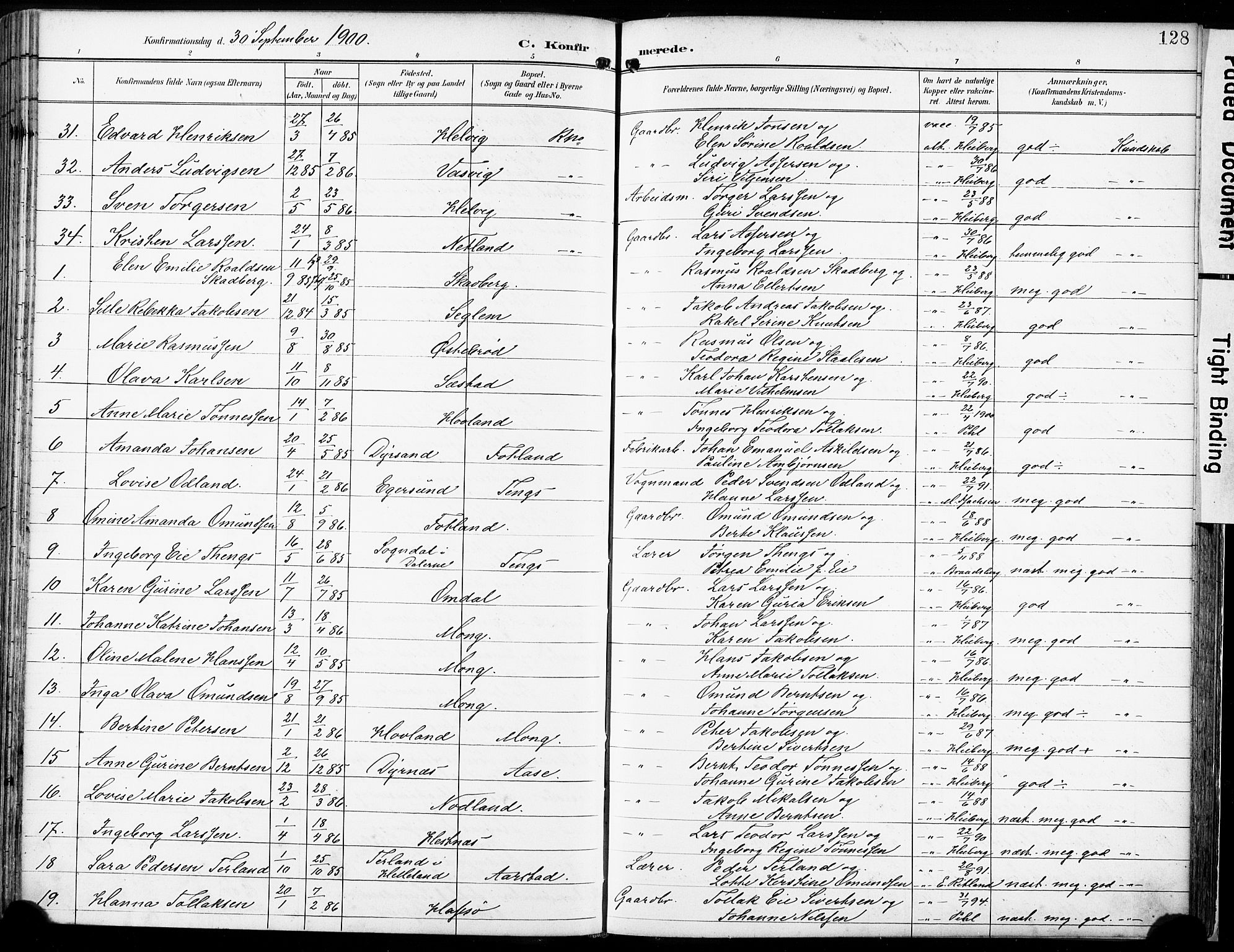 Eigersund sokneprestkontor, AV/SAST-A-101807/S08/L0018: Parish register (official) no. A 17, 1892-1905, p. 128