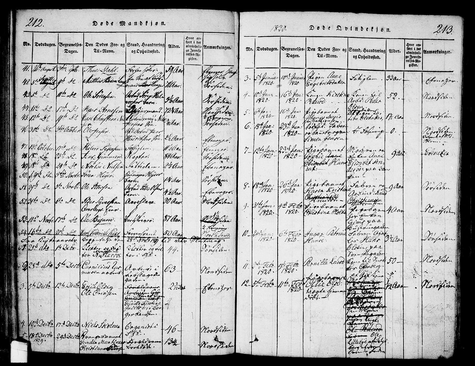 Halden prestekontor Kirkebøker, AV/SAO-A-10909/G/Ga/L0001: Parish register (copy) no. 1, 1815-1833, p. 212-213