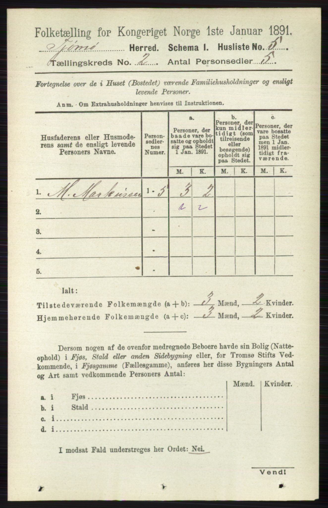 RA, 1891 census for 0723 Tjøme, 1891, p. 289