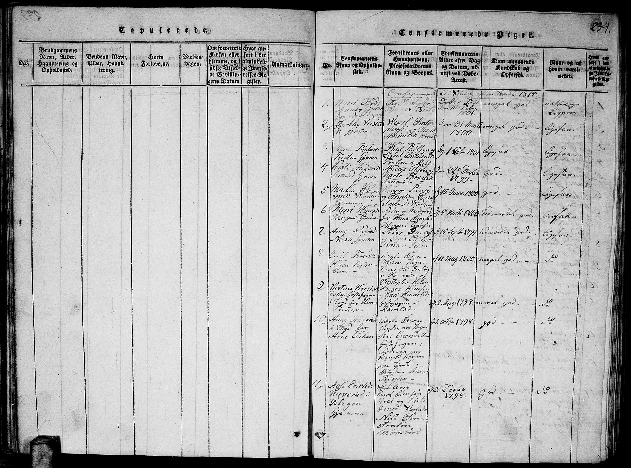 Fet prestekontor Kirkebøker, SAO/A-10370a/G/Ga/L0001: Parish register (copy) no. I 1, 1815-1842, p. 234