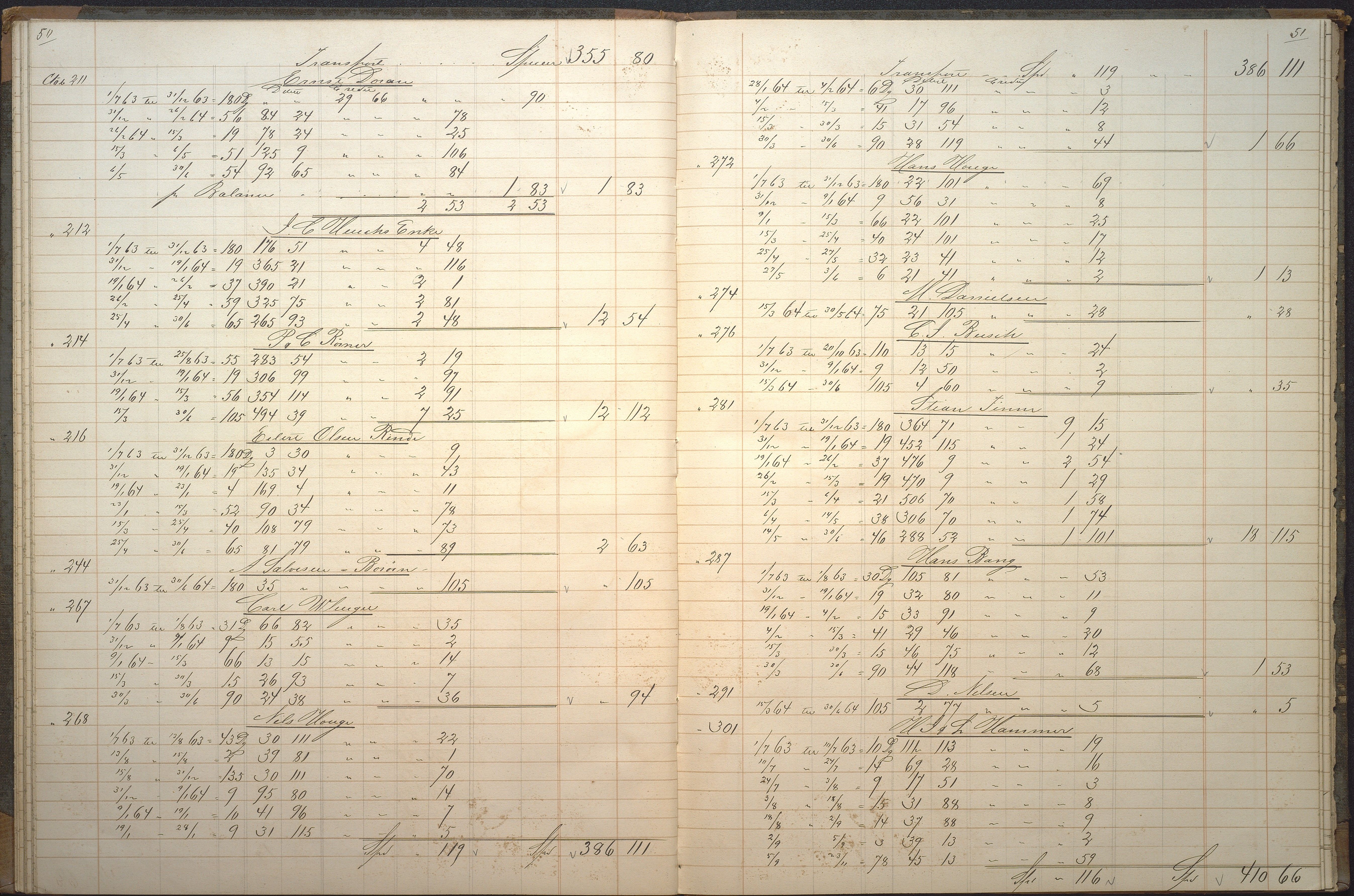 Agders Gjensidige Assuranceforening, AAKS/PA-1718/05/L0006: Renteprotokoll, seilavdeling, 1861-1867, p. 50-51