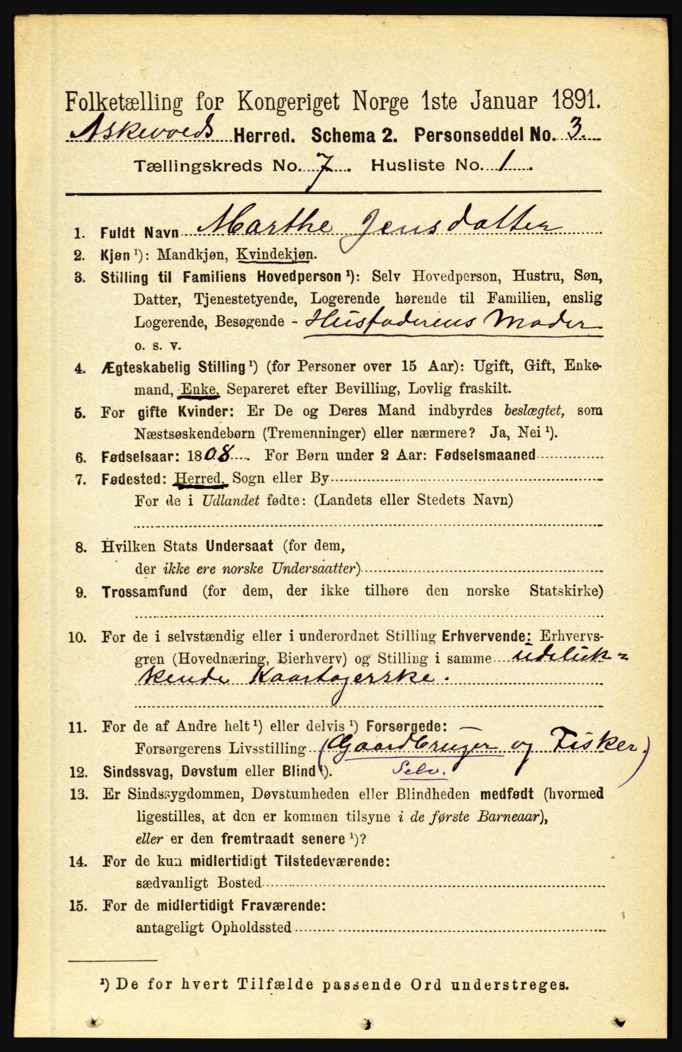 RA, 1891 census for 1428 Askvoll, 1891, p. 1887