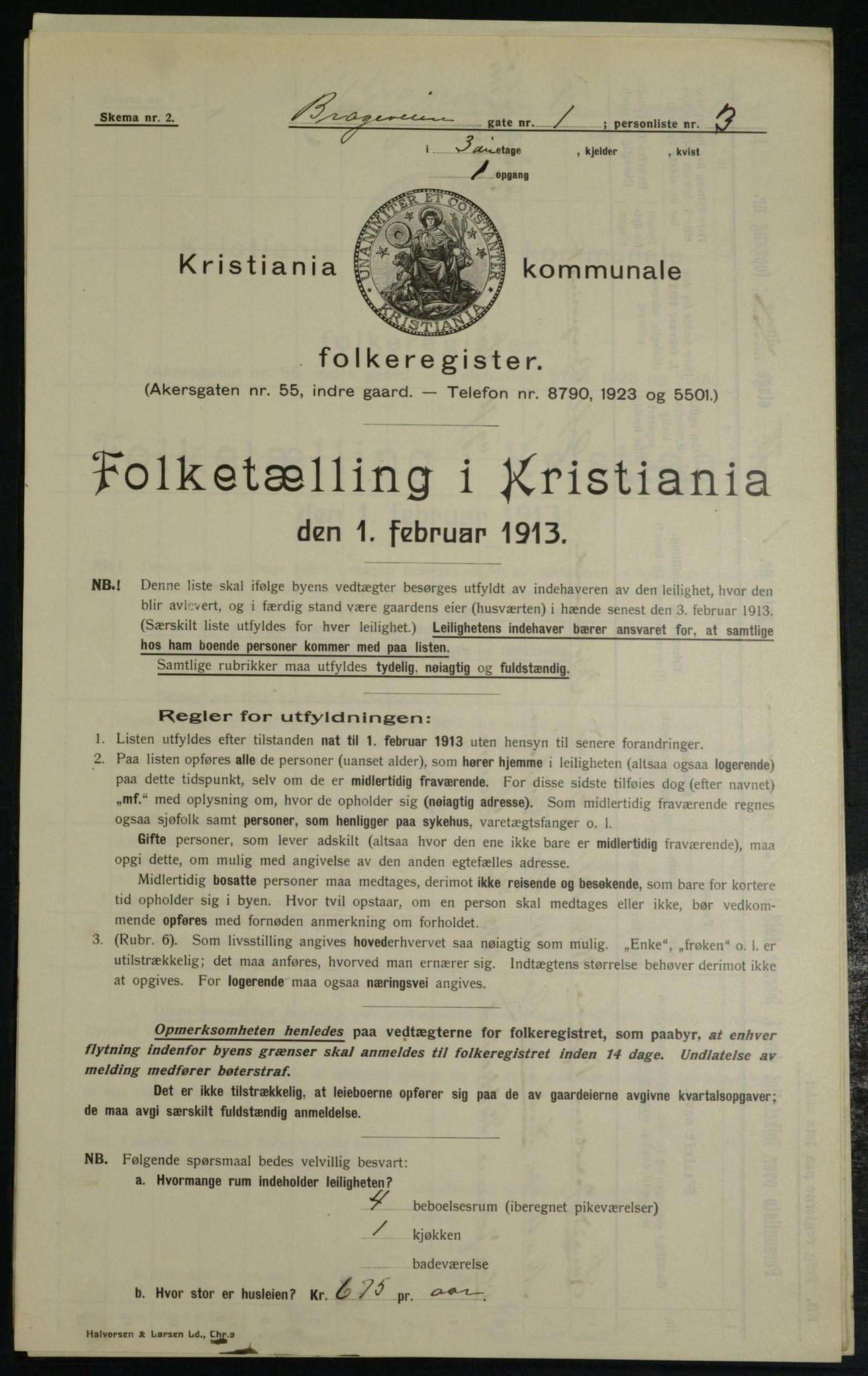 OBA, Municipal Census 1913 for Kristiania, 1913, p. 7956