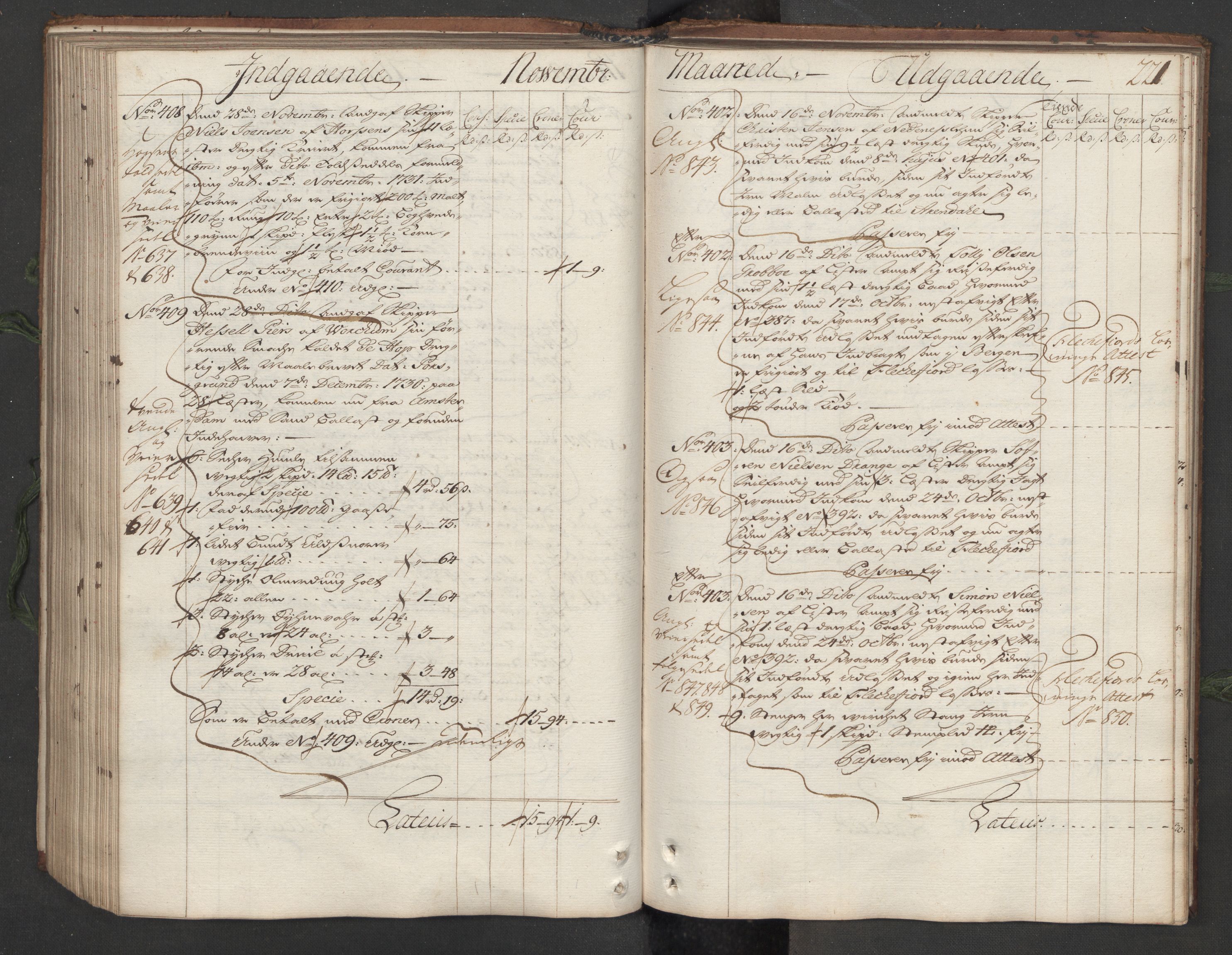 Generaltollkammeret, tollregnskaper, RA/EA-5490/R12/L0007/0001: Tollregnskaper Langesund / Hovedtollbok, 1731, p. 220b-221a