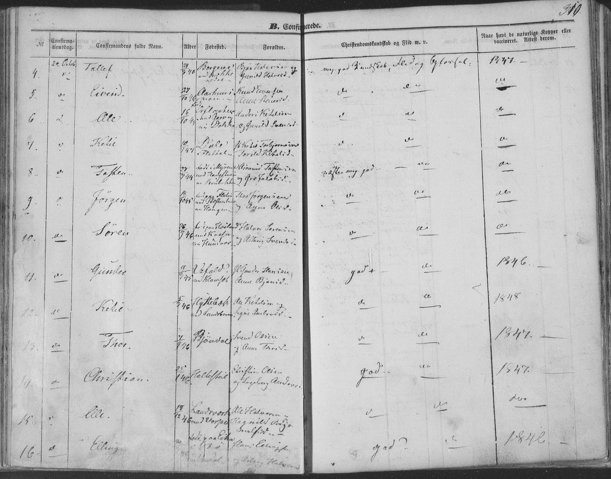 Seljord kirkebøker, SAKO/A-20/F/Fa/L012b: Parish register (official) no. I 12B, 1850-1865, p. 310