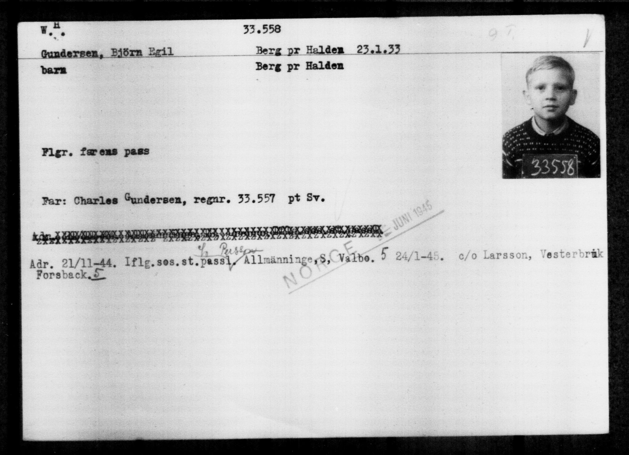 Utenriksstasjonene, Legasjonen i Stockholm, Flyktningkontoret, AV/RA-S-6753/V/Va/L0013: Kjesäterkartoteket, flyktninger med registreringsnr. 31500-34731, 1940-1945, p. 2173