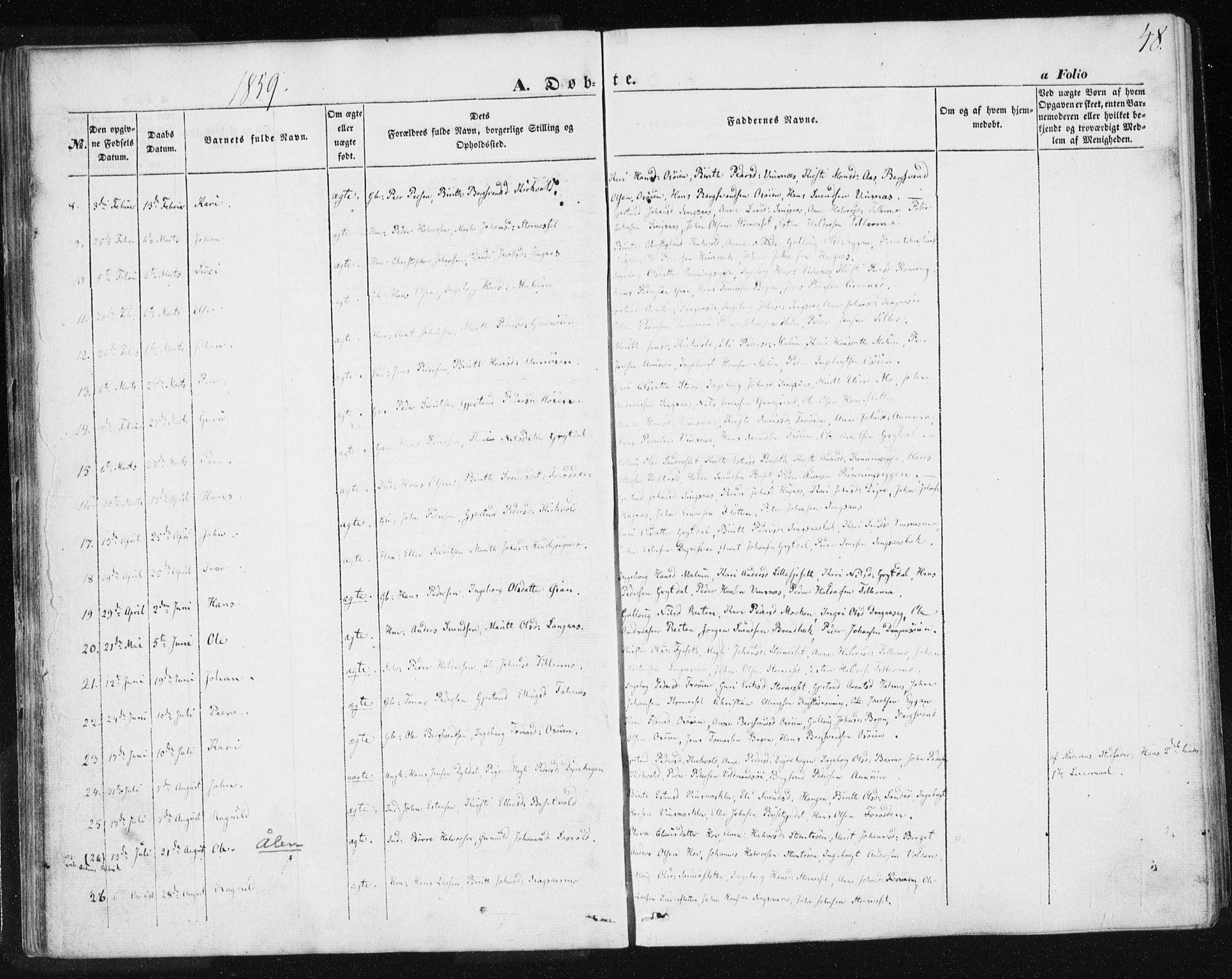 Ministerialprotokoller, klokkerbøker og fødselsregistre - Sør-Trøndelag, AV/SAT-A-1456/685/L0964: Parish register (official) no. 685A06 /2, 1846-1859, p. 48