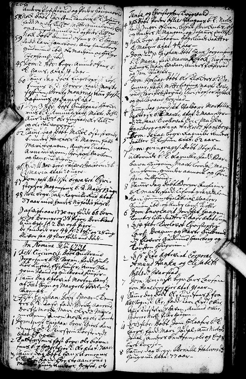 Aurskog prestekontor Kirkebøker, SAO/A-10304a/F/Fa/L0001: Parish register (official) no. I 1, 1707-1735, p. 206-207