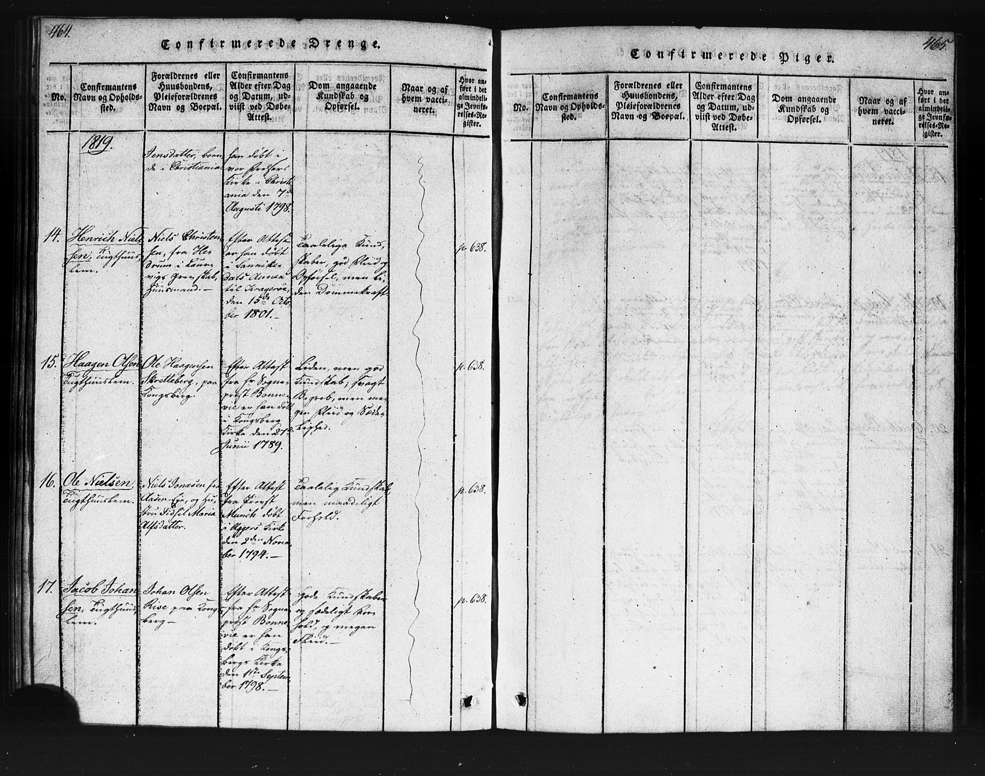 Kristiania tukthusprest Kirkebøker, AV/SAO-A-10881/F/Fa/L0002: Parish register (official) no. 2, 1817-1830, p. 464-465