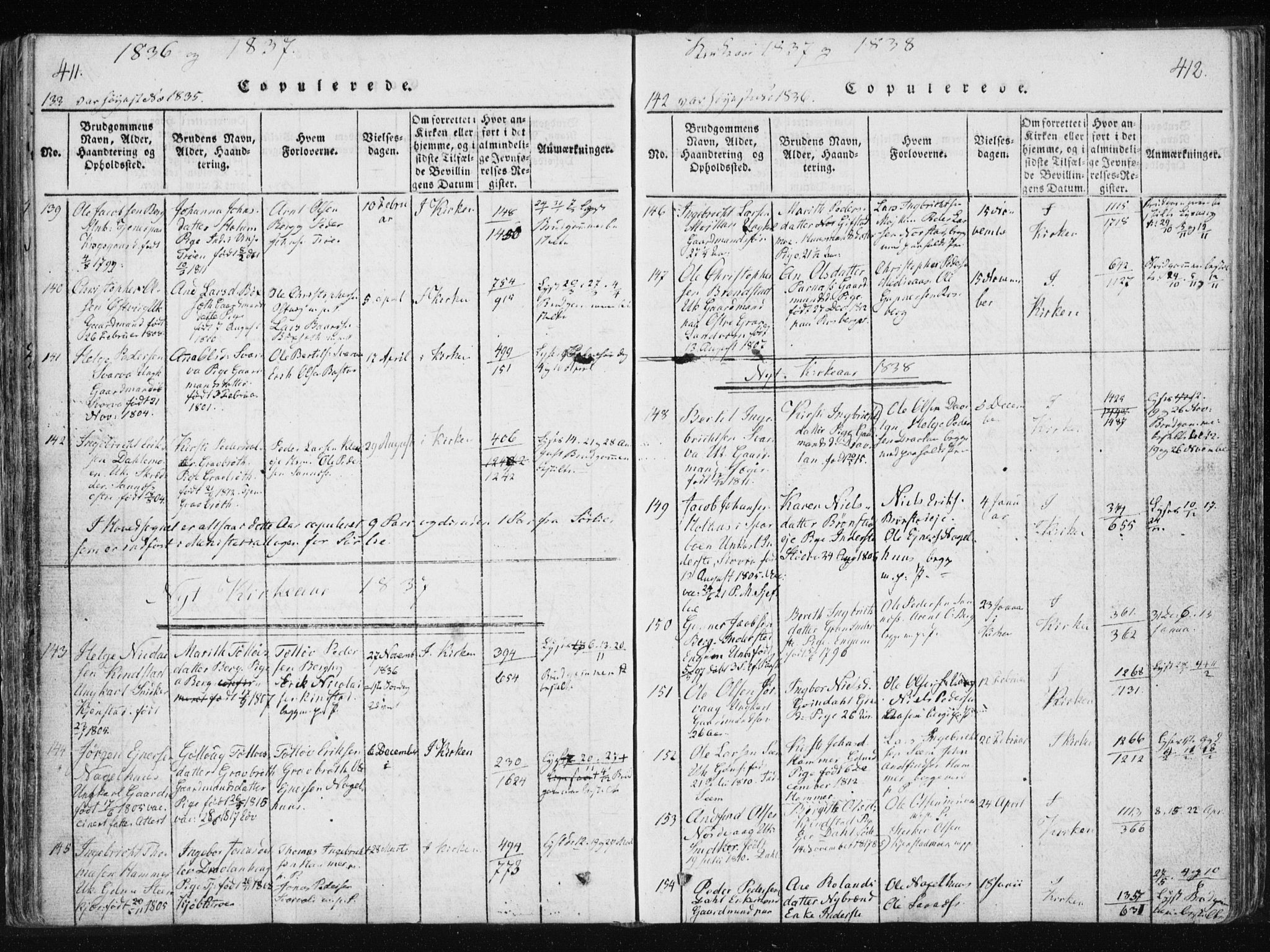 Ministerialprotokoller, klokkerbøker og fødselsregistre - Nord-Trøndelag, AV/SAT-A-1458/749/L0469: Parish register (official) no. 749A03, 1817-1857, p. 411-412