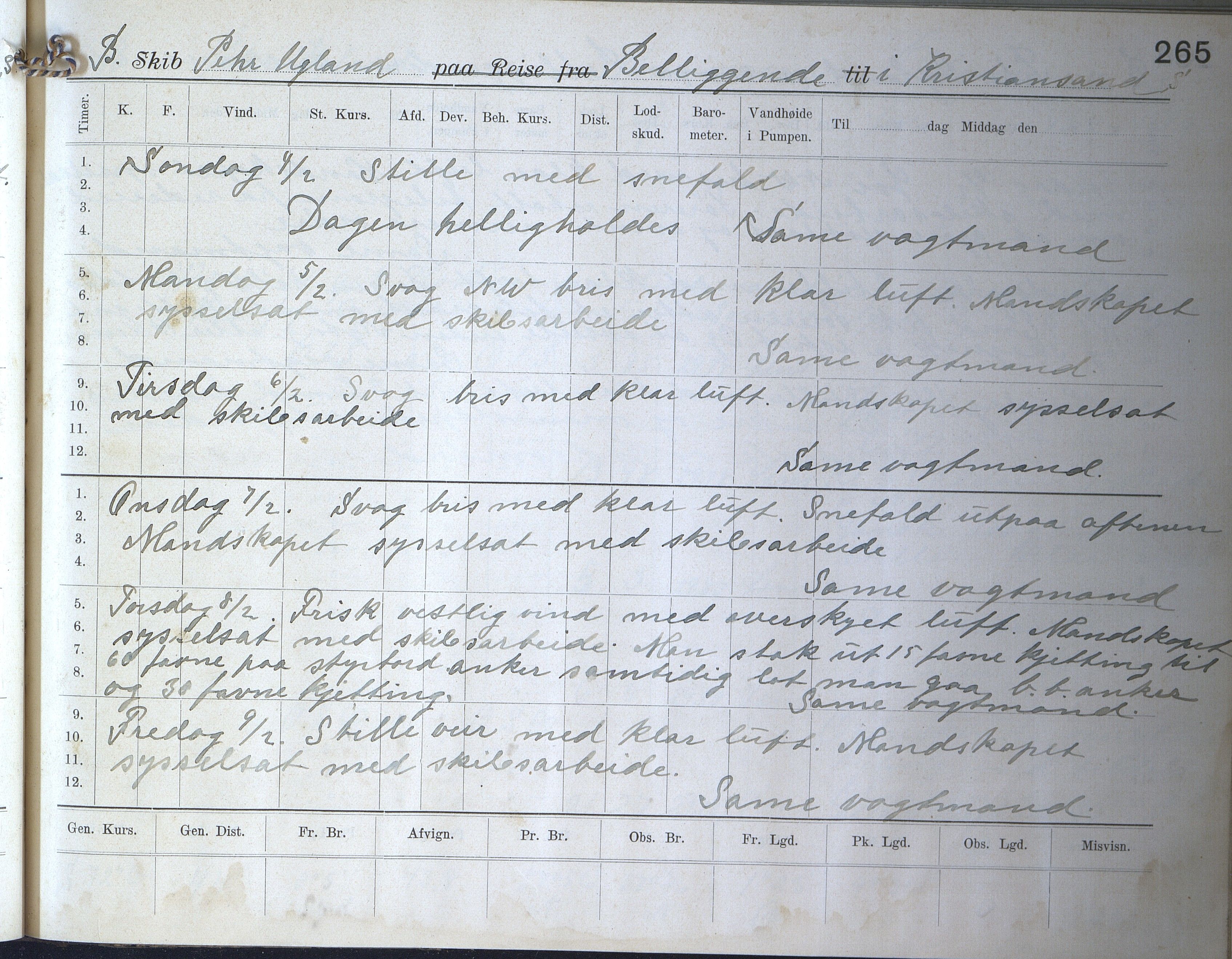 Fartøysarkivet, AAKS/PA-1934/F/L0272: Pehr Ugland (bark), 1891-1929, p. 265
