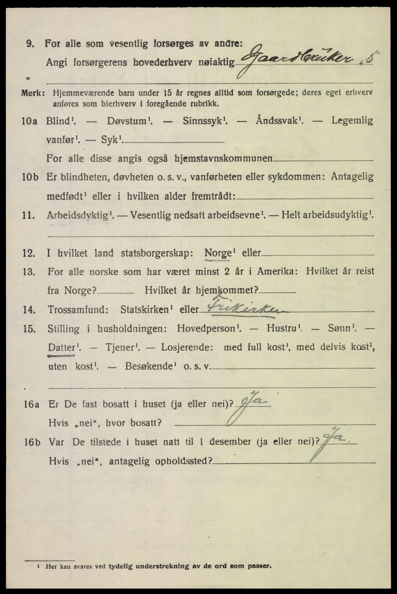 SAK, 1920 census for Gjerstad, 1920, p. 4632
