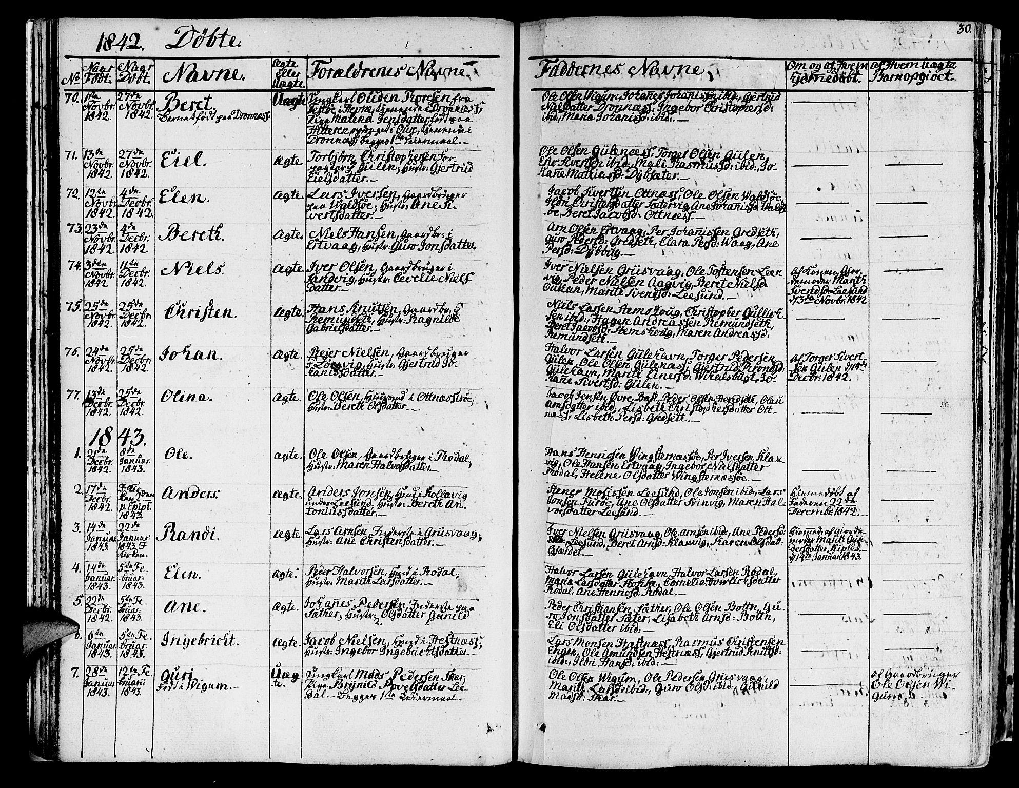 Ministerialprotokoller, klokkerbøker og fødselsregistre - Møre og Romsdal, AV/SAT-A-1454/578/L0904: Parish register (official) no. 578A03, 1836-1858, p. 30