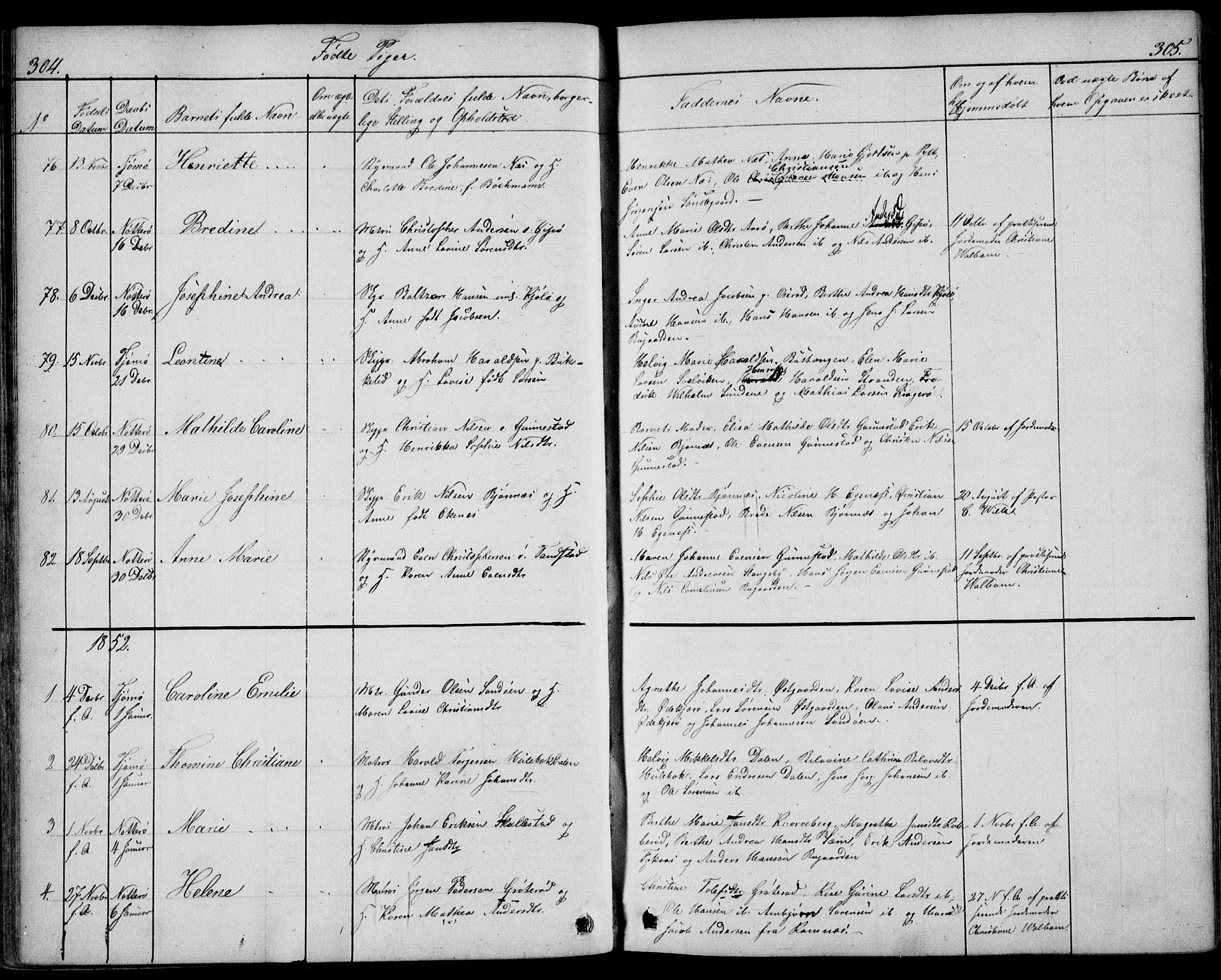 Nøtterøy kirkebøker, AV/SAKO-A-354/F/Fa/L0005: Parish register (official) no. I 5, 1839-1852, p. 304-305