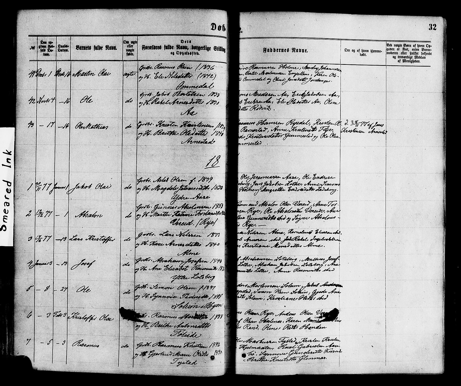 Gloppen sokneprestembete, SAB/A-80101/H/Haa/Haaa/L0010: Parish register (official) no. A 10, 1871-1884, p. 32