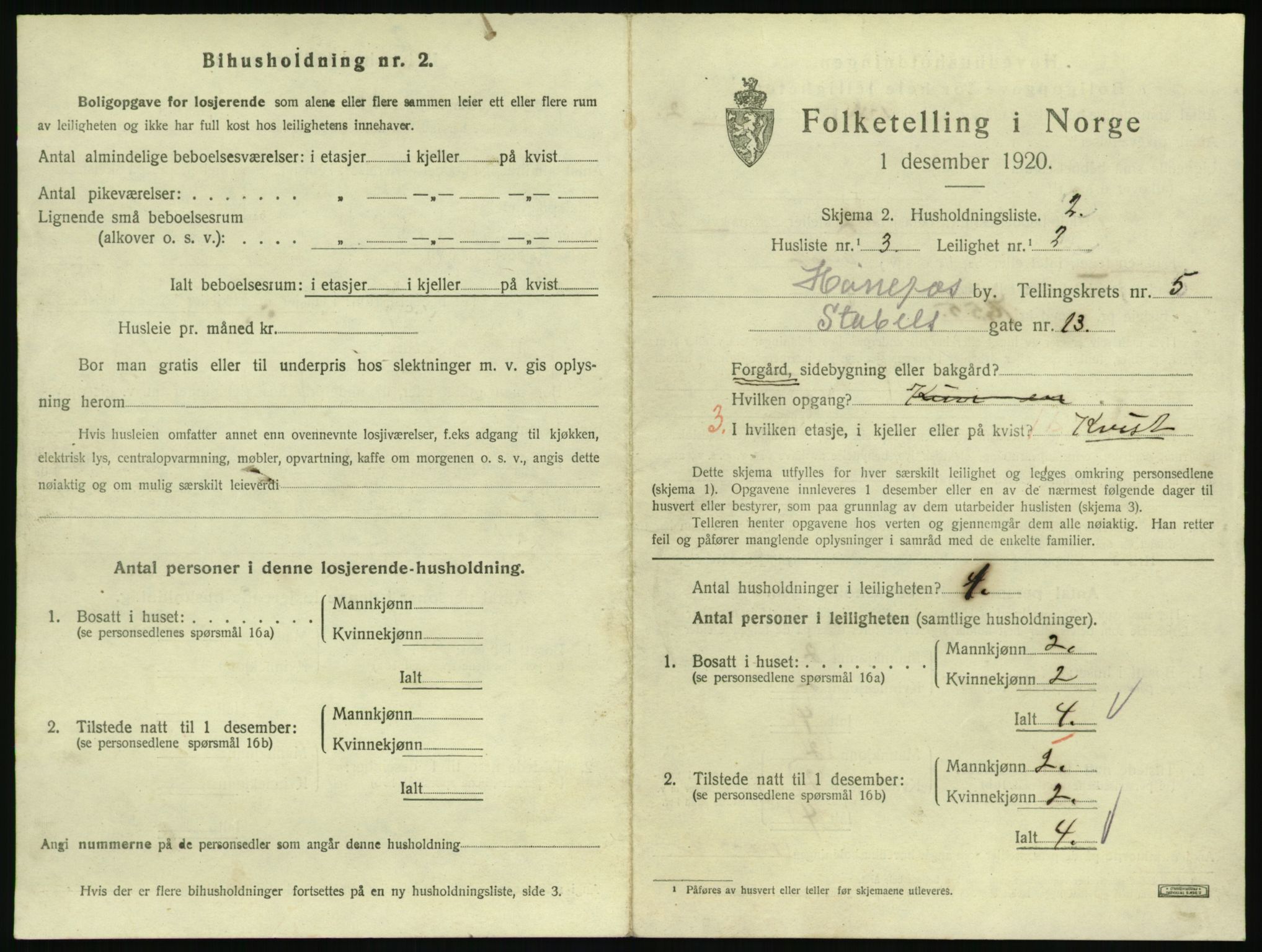 SAKO, 1920 census for Hønefoss, 1920, p. 1828