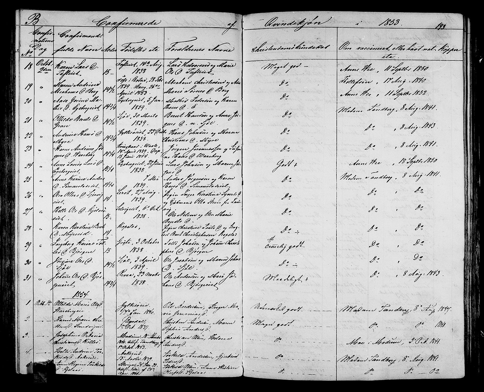 Sande Kirkebøker, AV/SAKO-A-53/G/Ga/L0002: Parish register (copy) no. 2, 1847-1863, p. 193