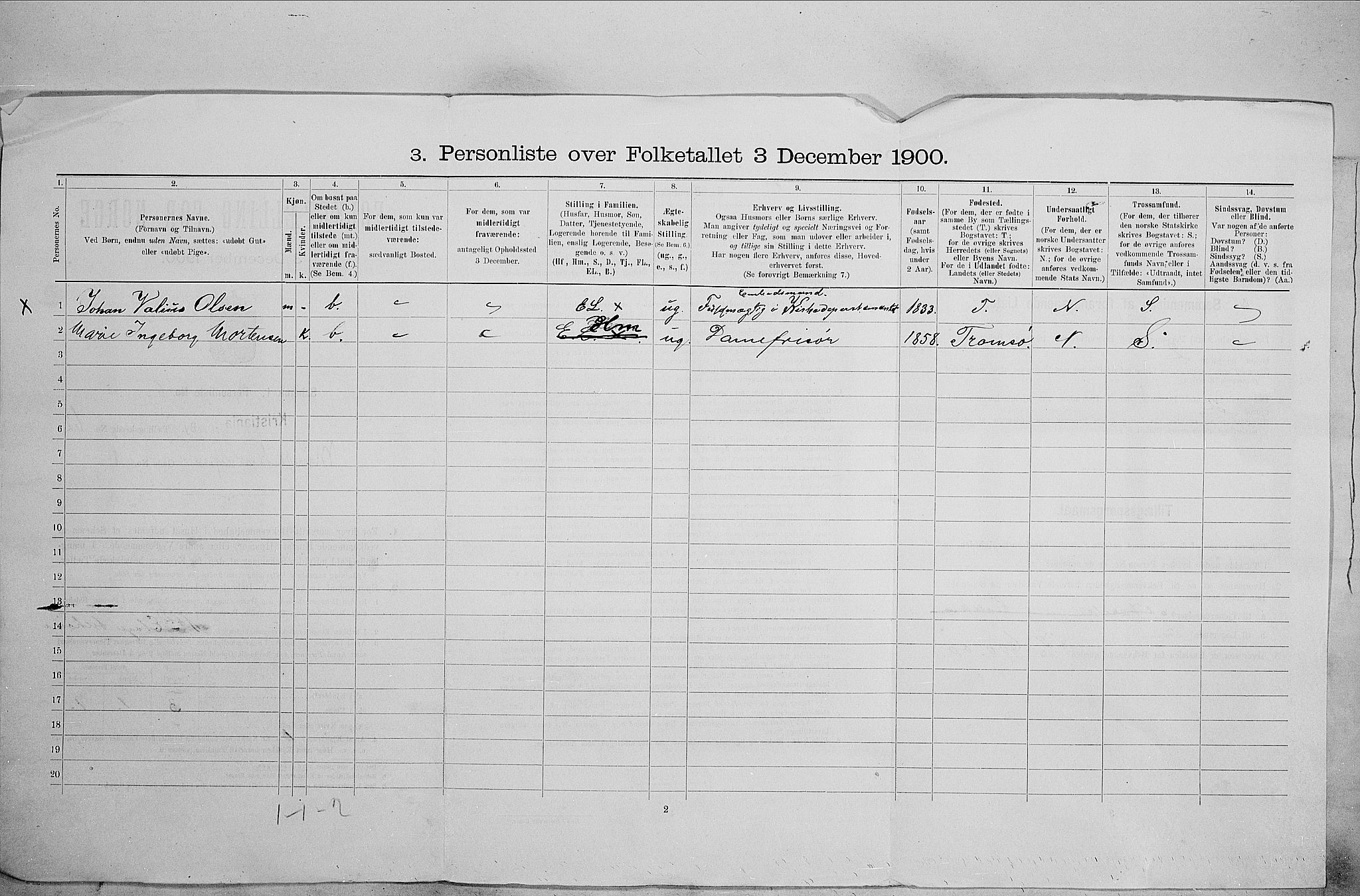 SAO, 1900 census for Kristiania, 1900, p. 60567