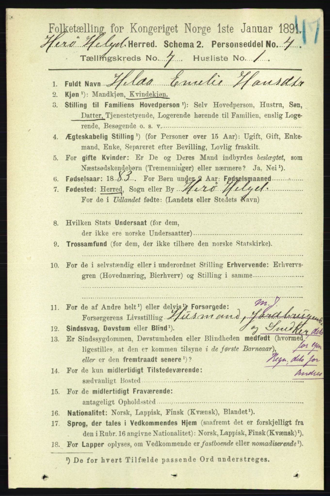 RA, 1891 census for 1818 Herøy, 1891, p. 925