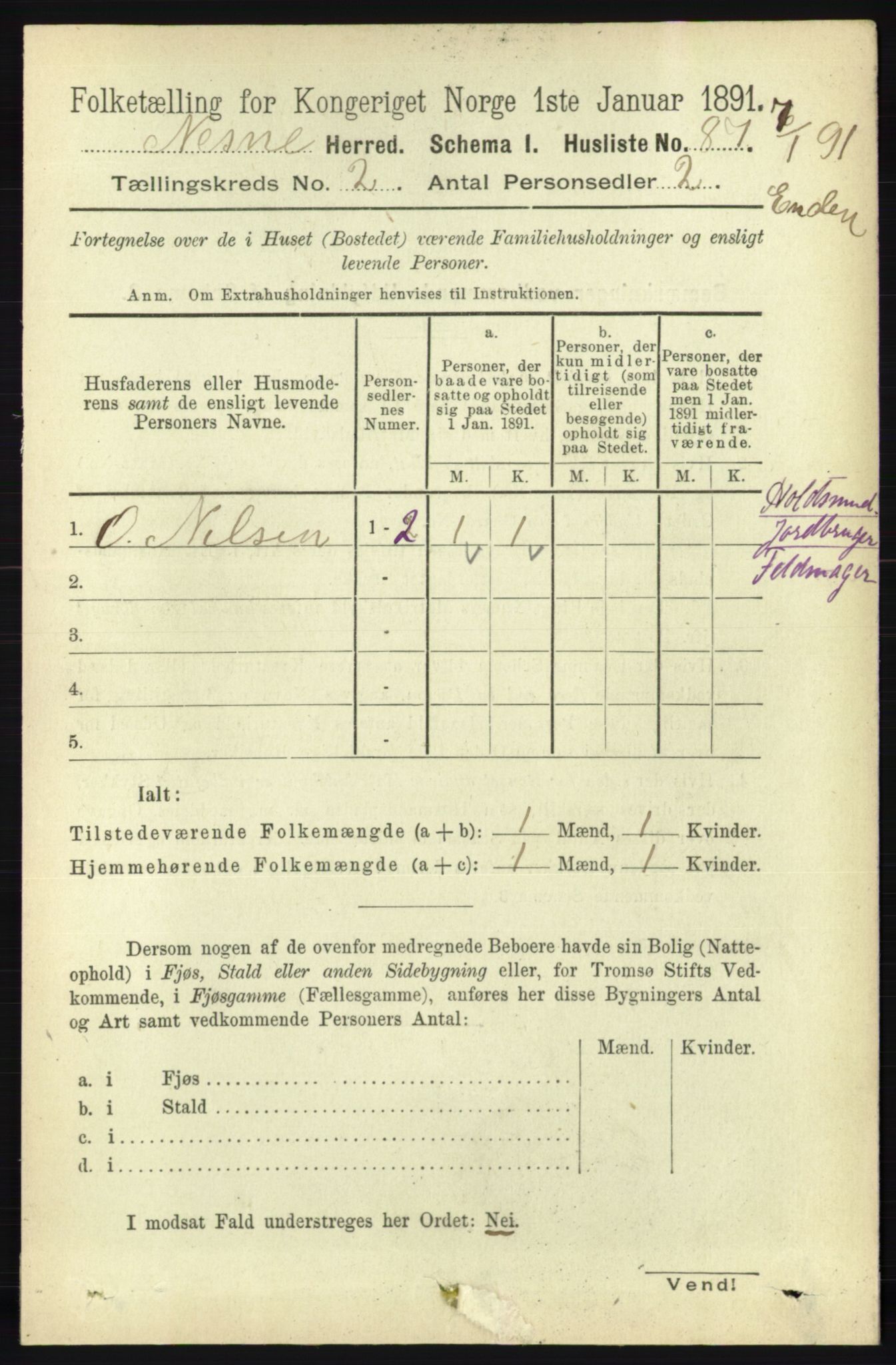 RA, 1891 census for 1828 Nesna, 1891, p. 831