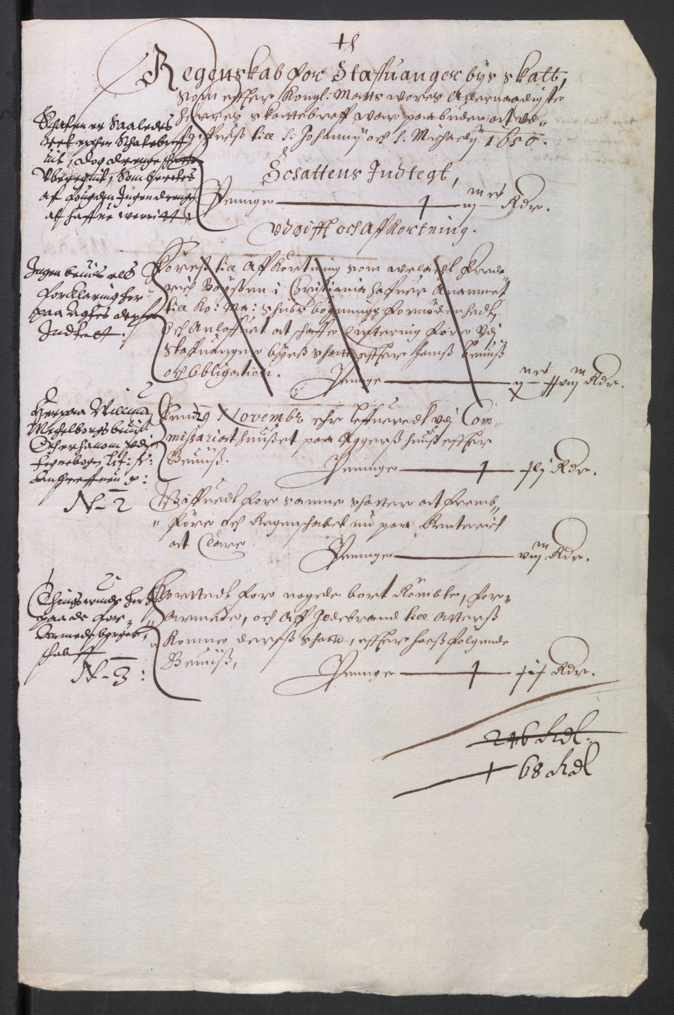 Rentekammeret inntil 1814, Reviderte regnskaper, Byregnskaper, AV/RA-EA-4066/R/Ro/L0299: [O2] By- og kontribusjonsregnskap, 1639-1661, p. 278