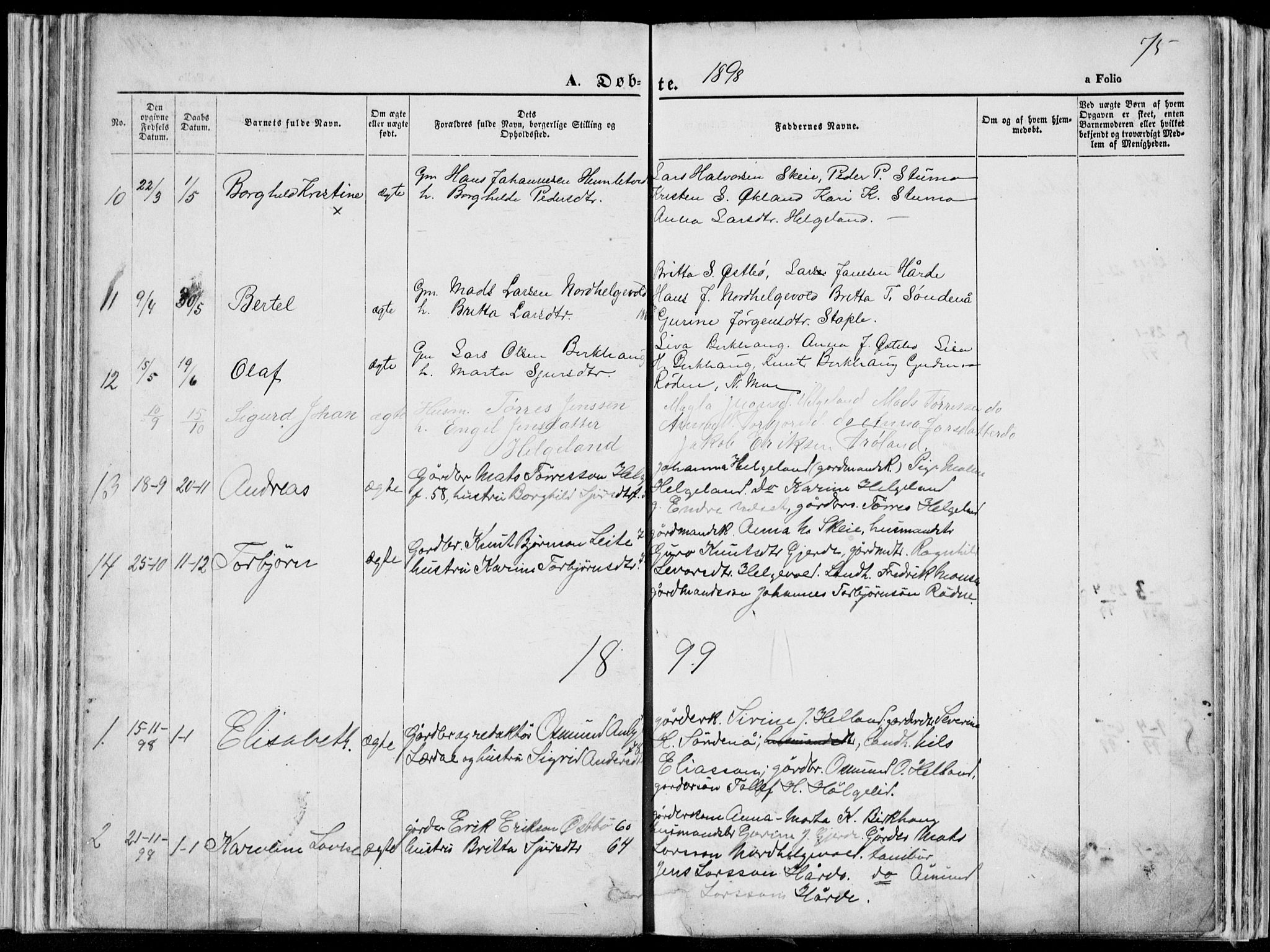Vikedal sokneprestkontor, SAST/A-101840/01/V: Parish register (copy) no. B 10, 1864-1926, p. 75
