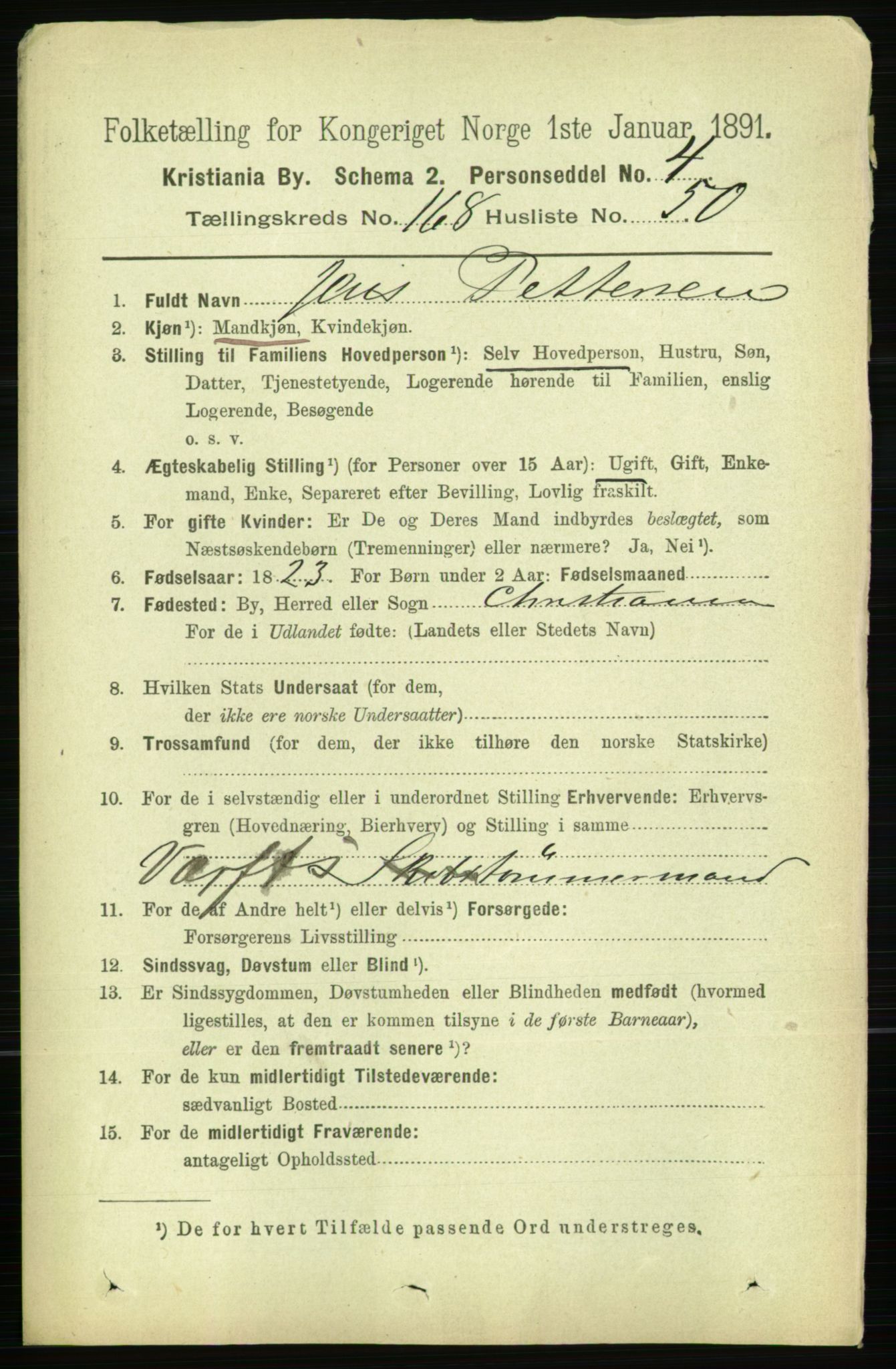RA, 1891 census for 0301 Kristiania, 1891, p. 98722