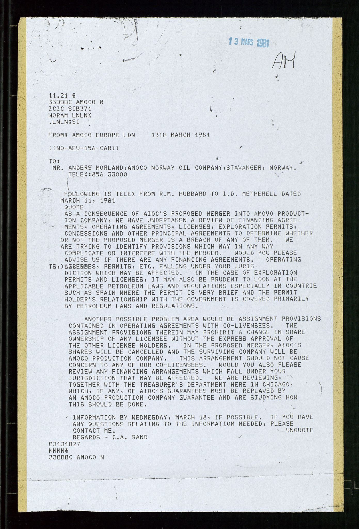 Pa 1740 - Amoco Norway Oil Company, SAST/A-102405/22/A/Aa/L0001: Styreprotokoller og sakspapirer, 1965-1999, p. 62