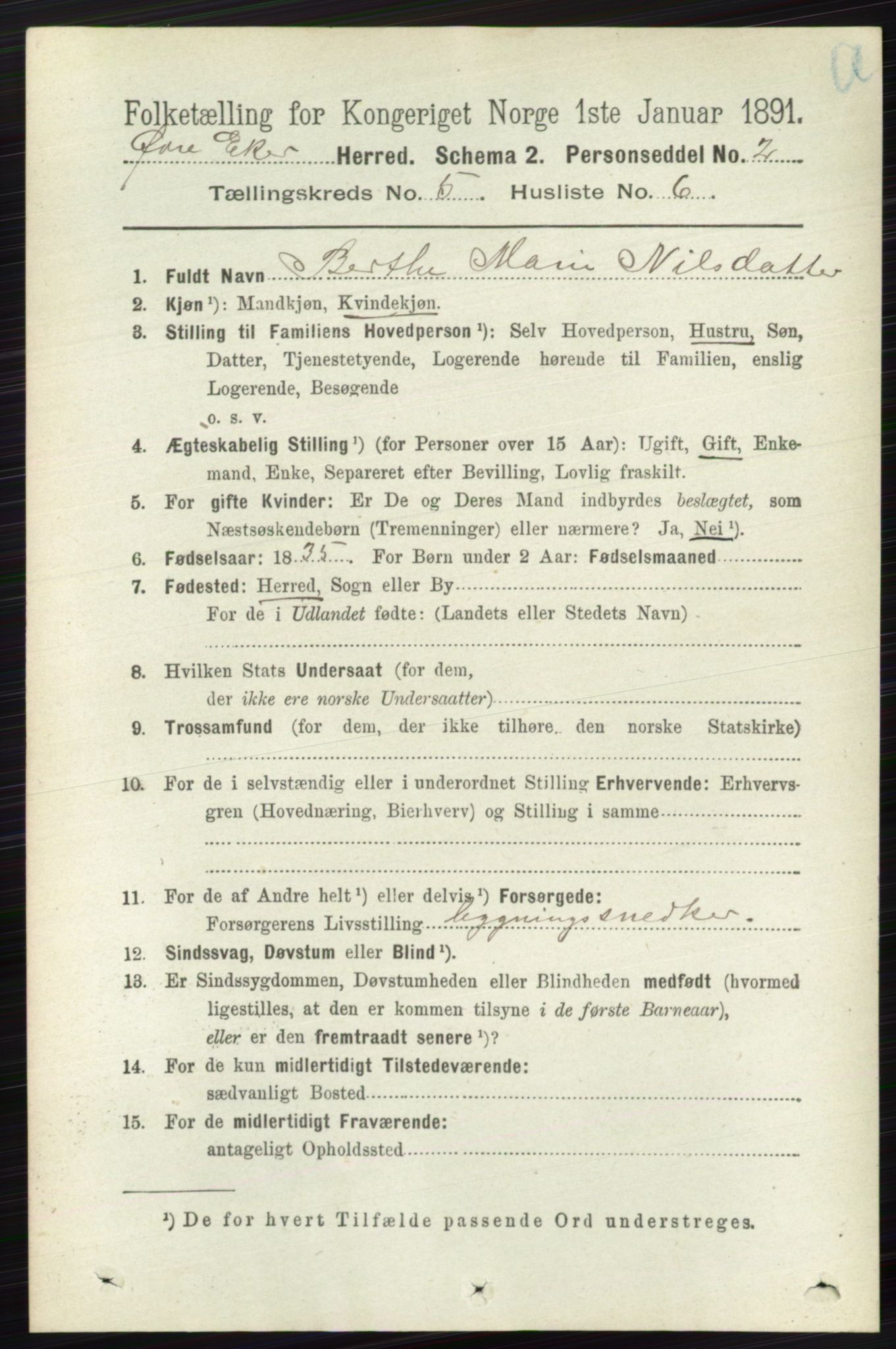 RA, 1891 census for 0624 Øvre Eiker, 1891, p. 1848