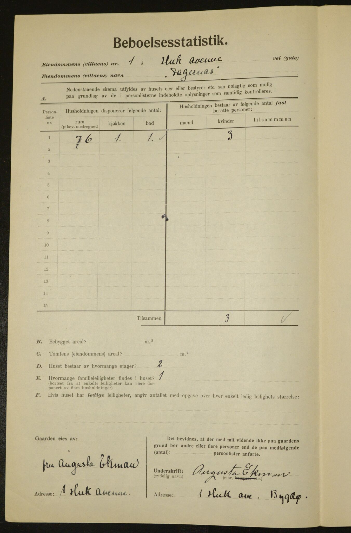 , Municipal Census 1923 for Aker, 1923, p. 2974