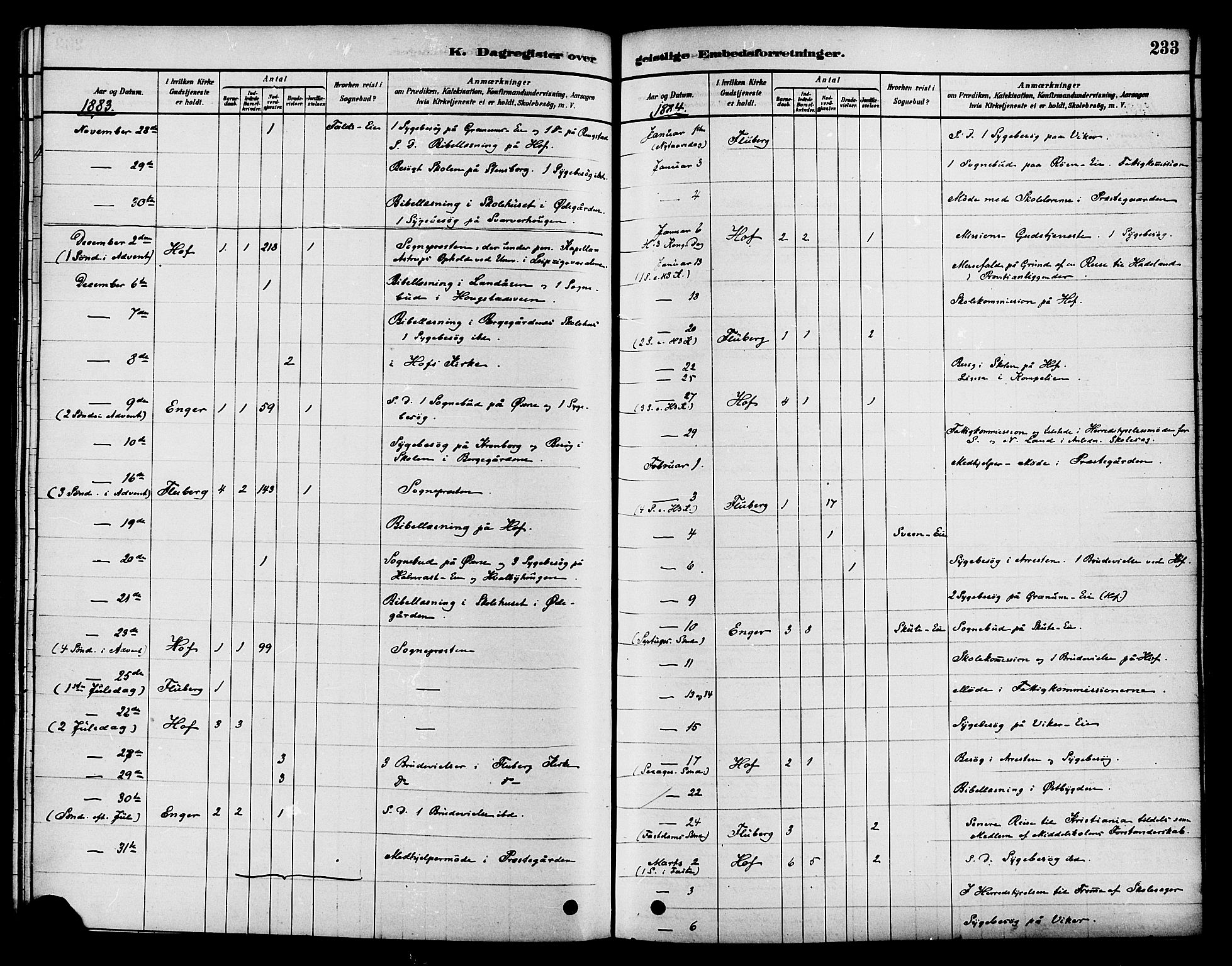 Søndre Land prestekontor, SAH/PREST-122/K/L0002: Parish register (official) no. 2, 1878-1894, p. 233