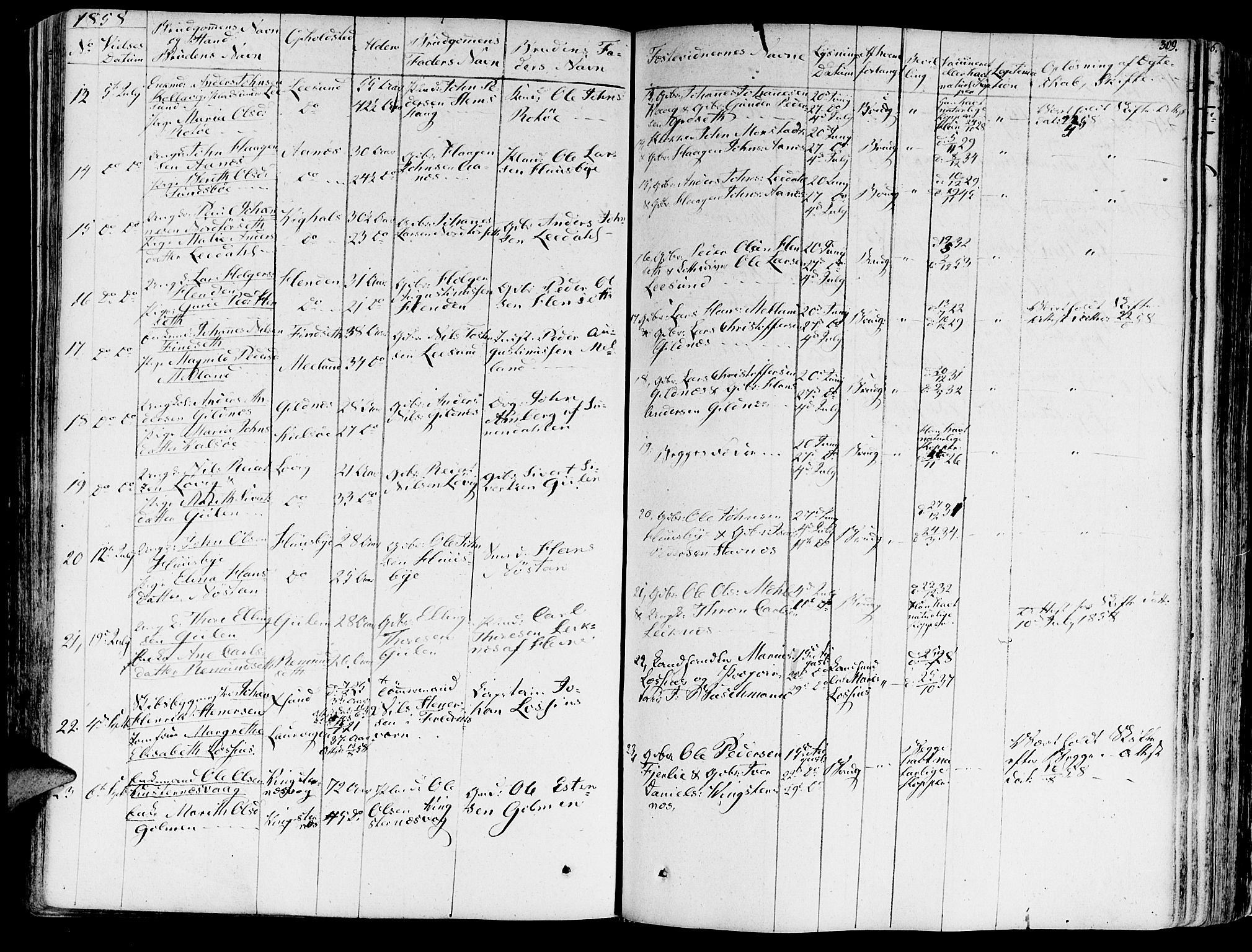 Ministerialprotokoller, klokkerbøker og fødselsregistre - Møre og Romsdal, AV/SAT-A-1454/578/L0904: Parish register (official) no. 578A03, 1836-1858, p. 309