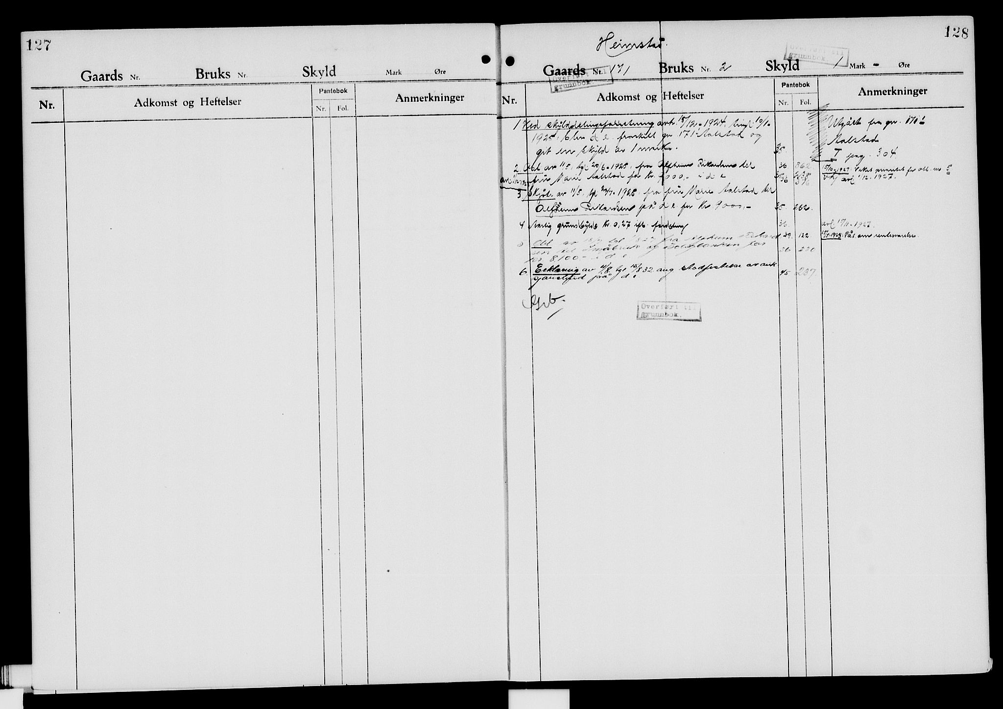 Nord-Hedmark sorenskriveri, SAH/TING-012/H/Ha/Had/Hade/L0007: Mortgage register no. 4.7, 1924-1940, p. 127-128