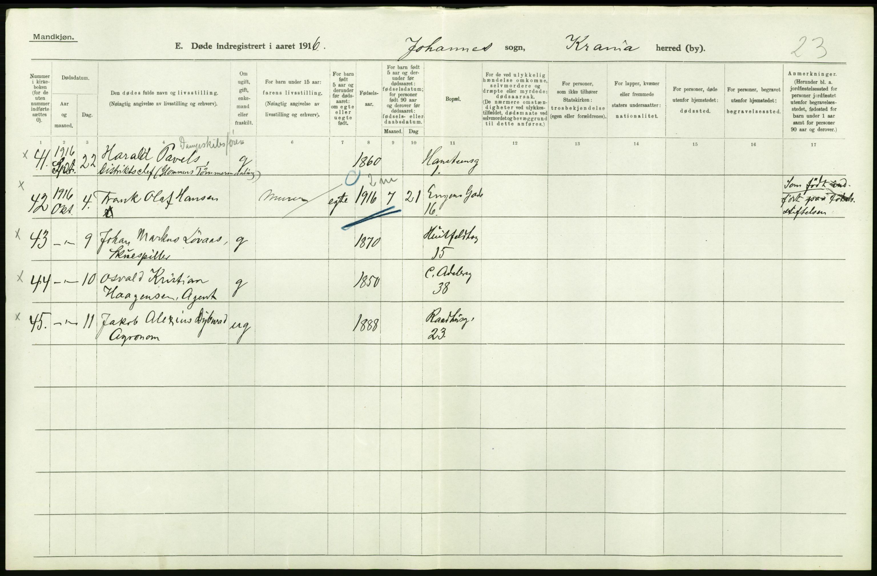 Statistisk sentralbyrå, Sosiodemografiske emner, Befolkning, AV/RA-S-2228/D/Df/Dfb/Dfbf/L0010: Kristiania: Døde, dødfødte., 1916, p. 470