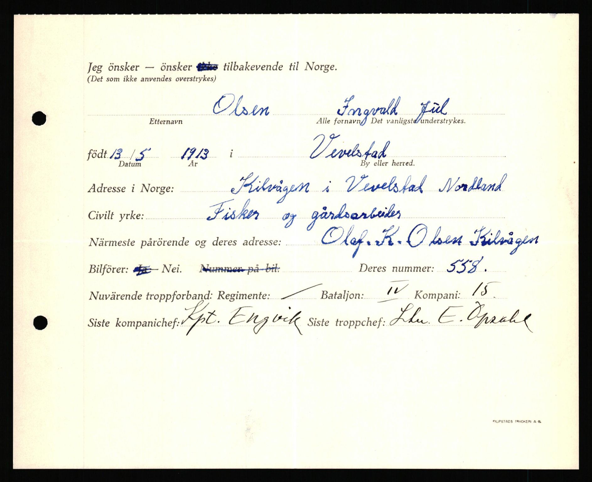 Forsvaret, Forsvarets krigshistoriske avdeling, AV/RA-RAFA-2017/Y/Yf/L0205: II-C-11-2110 - Norske internert i Sverige 1940, 1940, p. 323