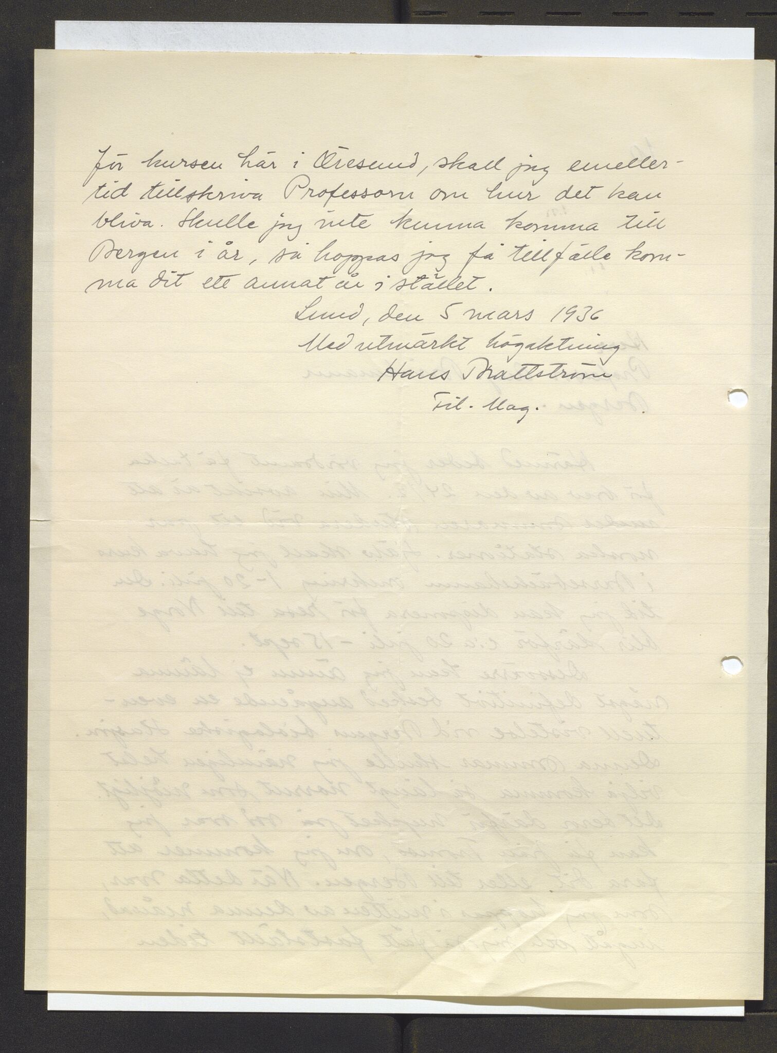 Bergens Museum, AV/SAB-A-17301/13/D/L0002: Korrespondanse , 1928-1940, p. 374