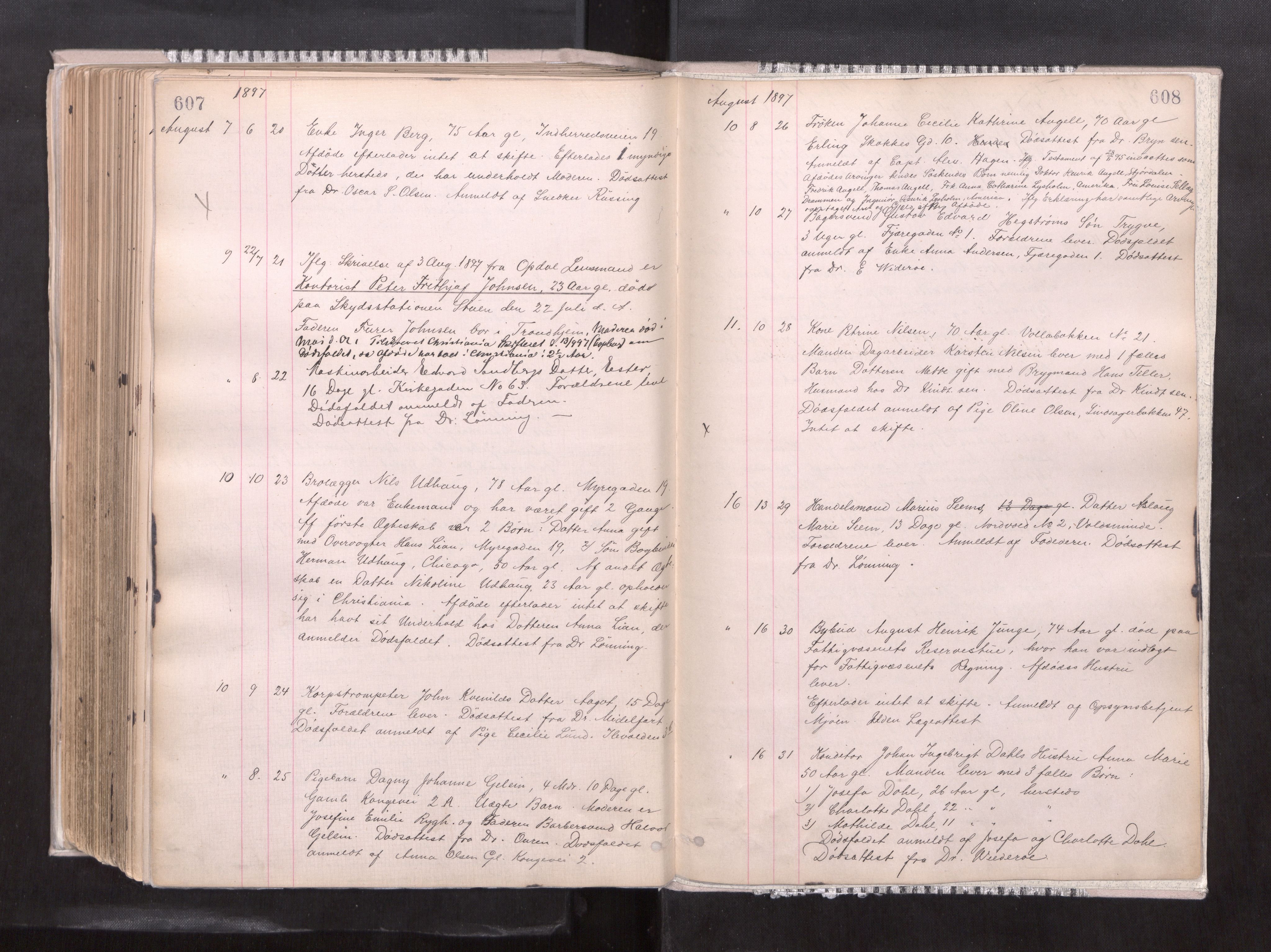 Trondheim byfogd, AV/SAT-A-0003/1/3/3L/L0004: Dødsanmeldelsesprotokoll, 1891-1897, p. 607-608