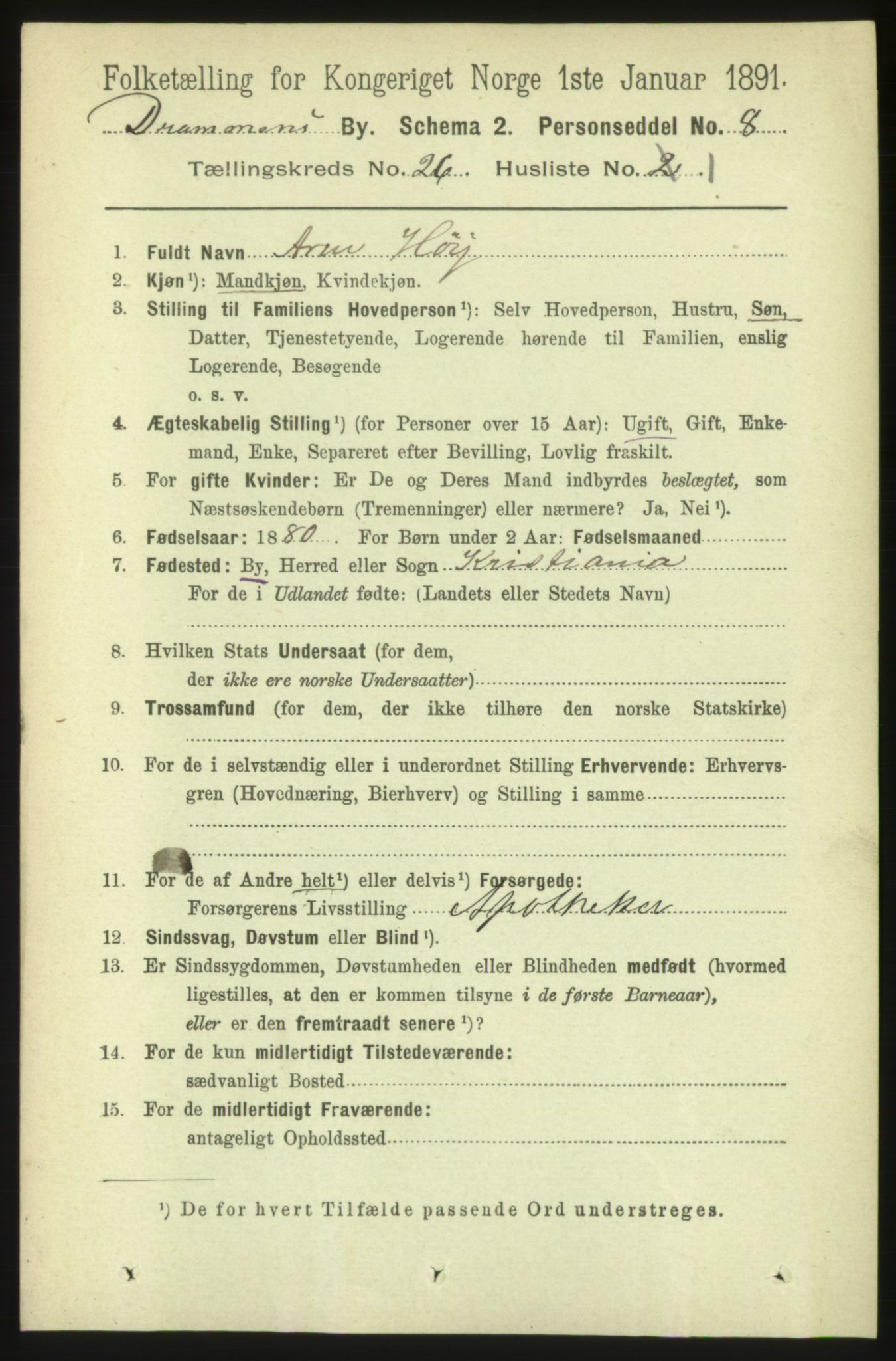 RA, 1891 census for 0602 Drammen, 1891, p. 15798