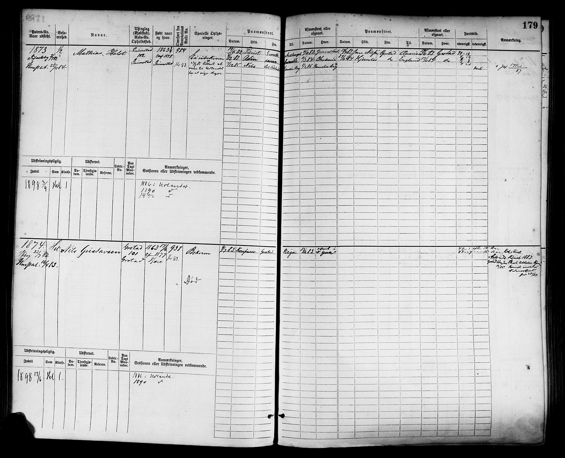 Grimstad mønstringskrets, AV/SAK-2031-0013/F/Fb/L0003: Hovedrulle nr 1517-2276, F-6, 1877-1888, p. 187