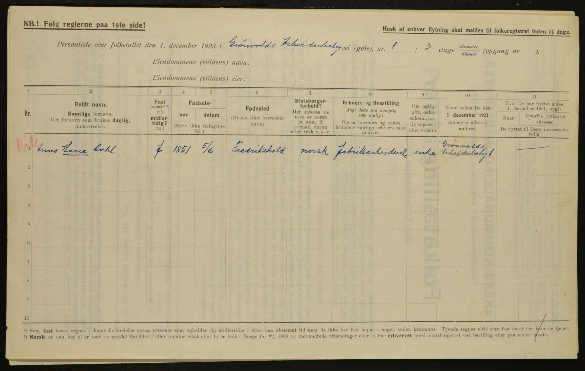 , Municipal Census 1923 for Aker, 1923, p. 31969