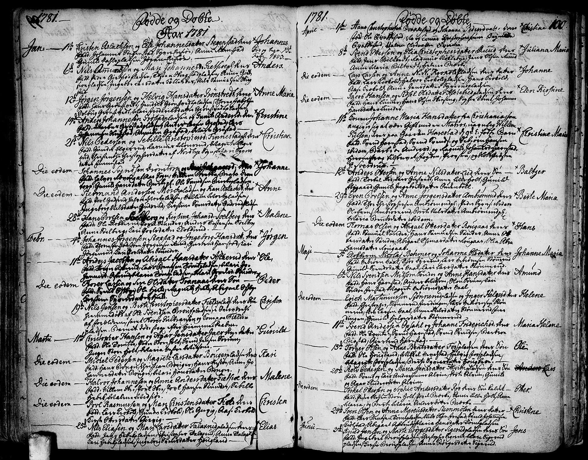 Kråkstad prestekontor Kirkebøker, SAO/A-10125a/F/Fa/L0001: Parish register (official) no. I 1, 1736-1785, p. 100