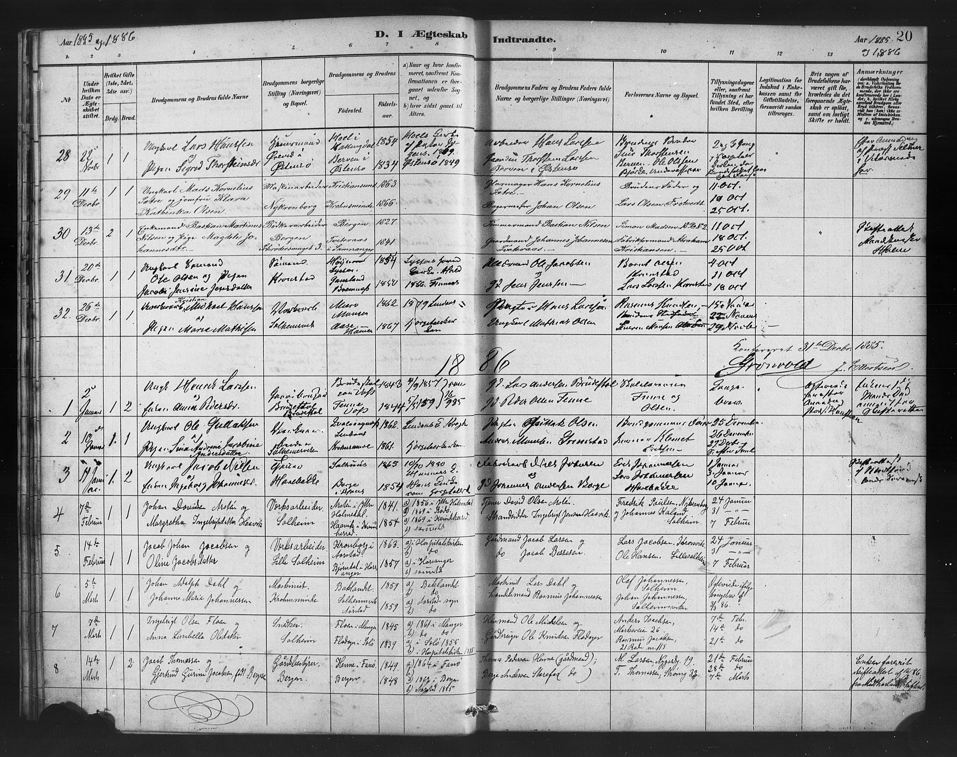 St. Jørgens hospital og Årstad sokneprestembete, SAB/A-99934: Parish register (official) no. A 10, 1879-1886, p. 20