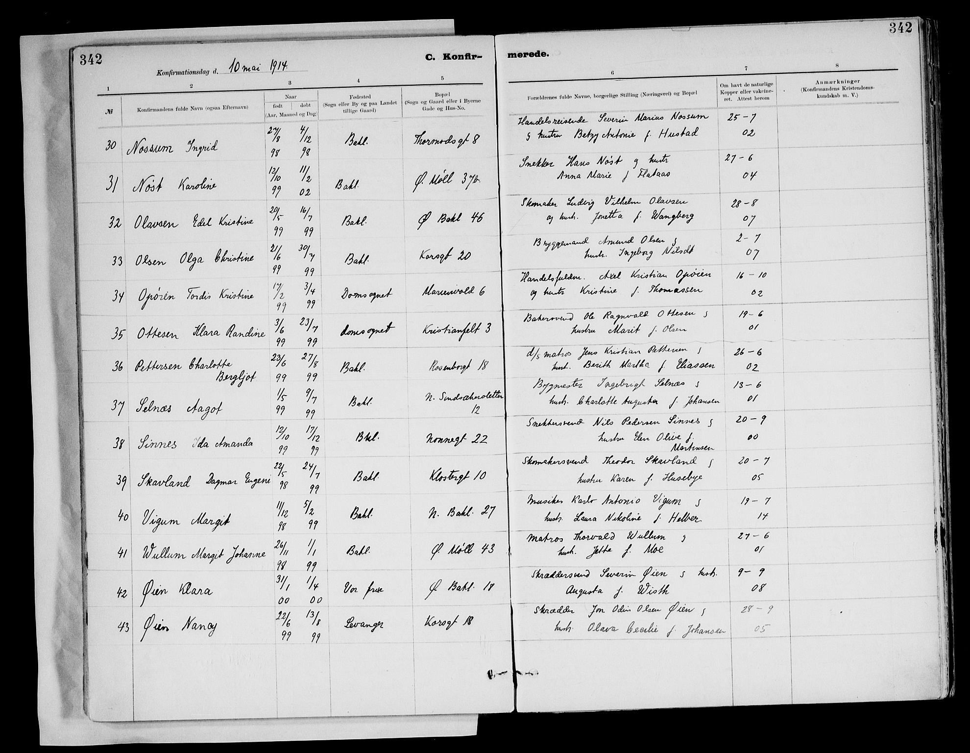 Ministerialprotokoller, klokkerbøker og fødselsregistre - Sør-Trøndelag, AV/SAT-A-1456/604/L0203: Parish register (official) no. 604A23, 1908-1916, p. 342