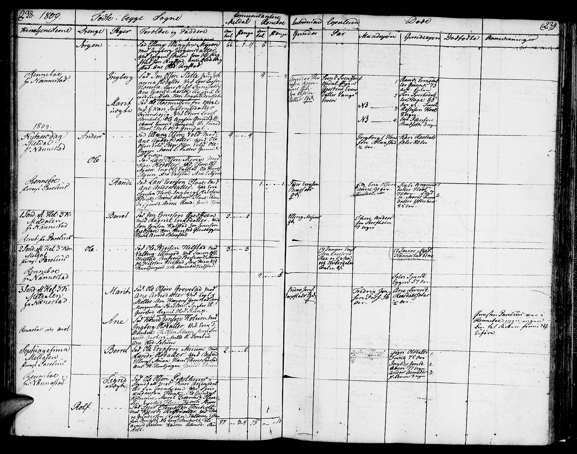 Ministerialprotokoller, klokkerbøker og fødselsregistre - Sør-Trøndelag, SAT/A-1456/672/L0852: Parish register (official) no. 672A05, 1776-1815, p. 238-239