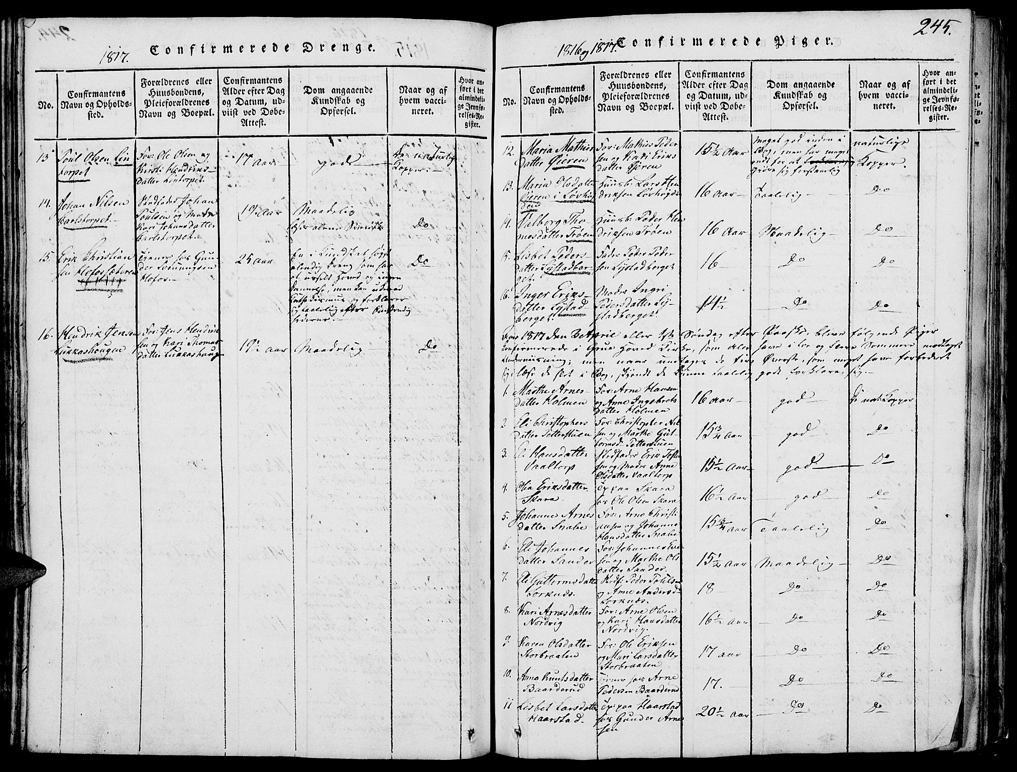 Grue prestekontor, SAH/PREST-036/H/Ha/Hab/L0002: Parish register (copy) no. 2, 1815-1841, p. 245