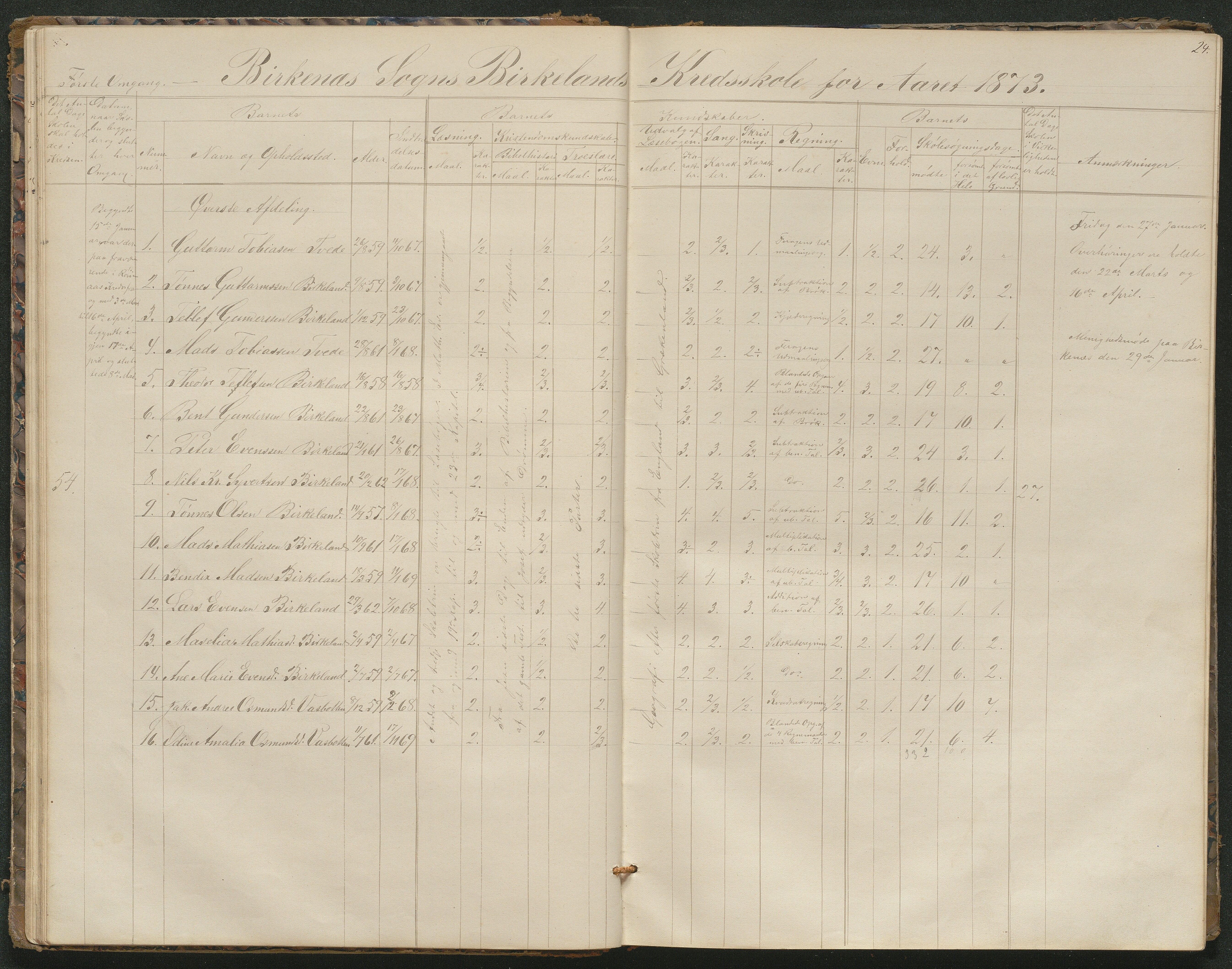 Birkenes kommune, Birkenes krets/Birkeland folkeskole frem til 1991, AAKS/KA0928-550a_91/F02/L0001: Skoleprotokoll, 1862-1896, p. 24