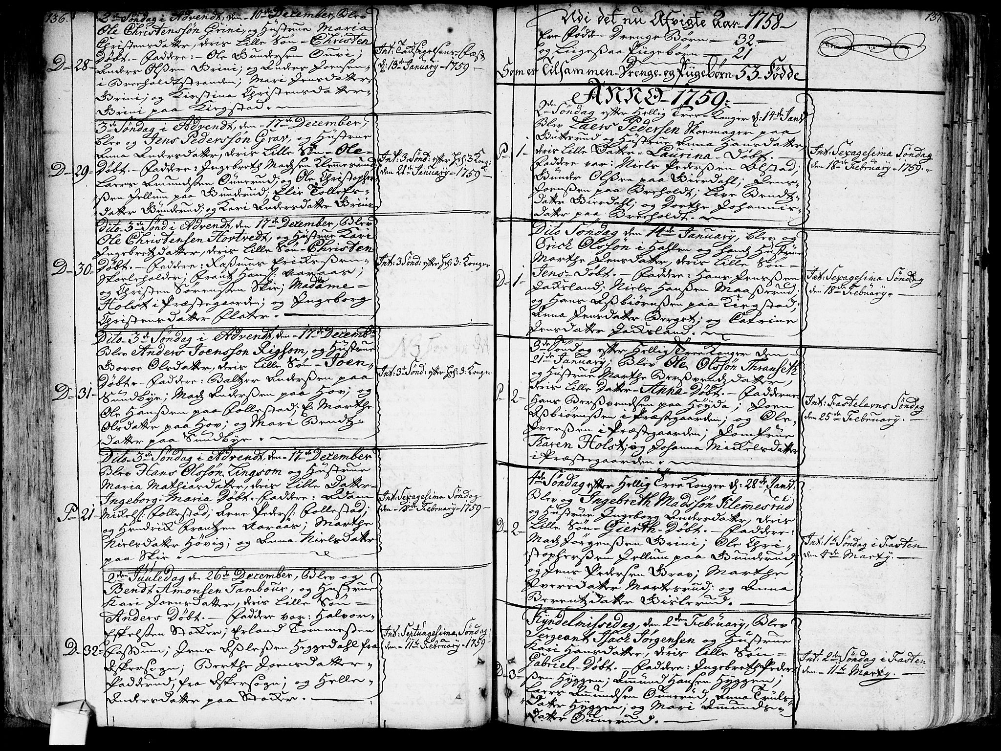 Røyken kirkebøker, SAKO/A-241/G/Ga/L0001: Parish register (copy) no. 1, 1740-1768, p. 136-137
